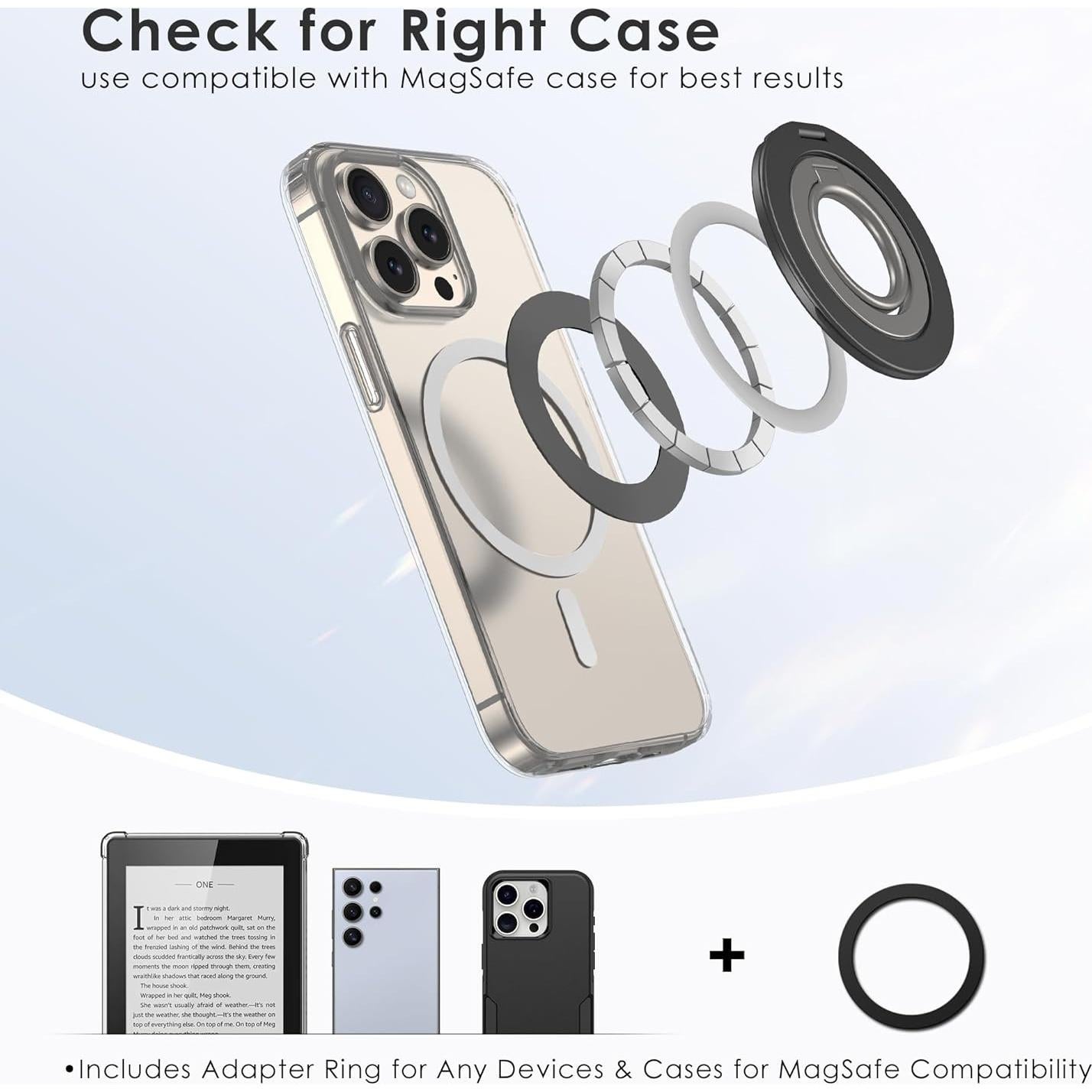 Soporte de Anillo Magnético metisinno para Teléfono Negro