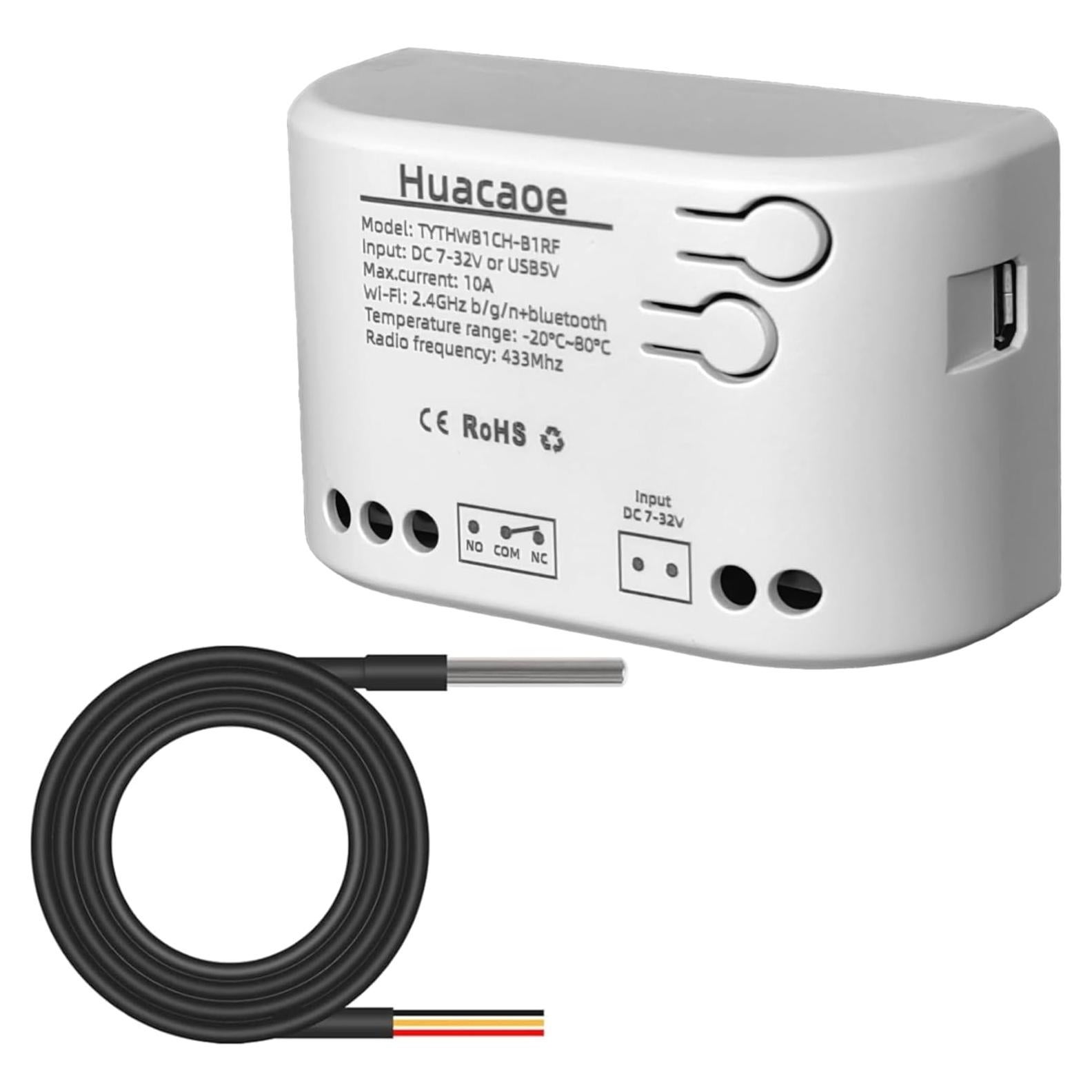 Sensor de Temperatura Inteligente Huacaoe 1CH WiFi 10A