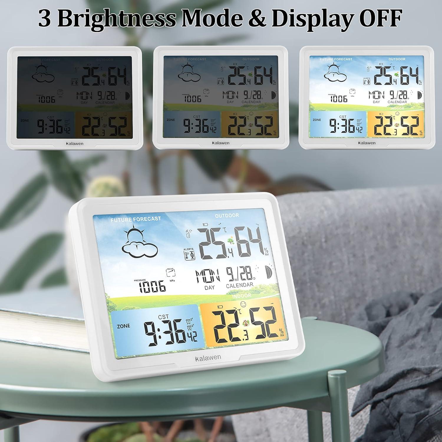 Estación Meteorológica Inalámbrica Kalawen con Reloj Atómico y Sensor