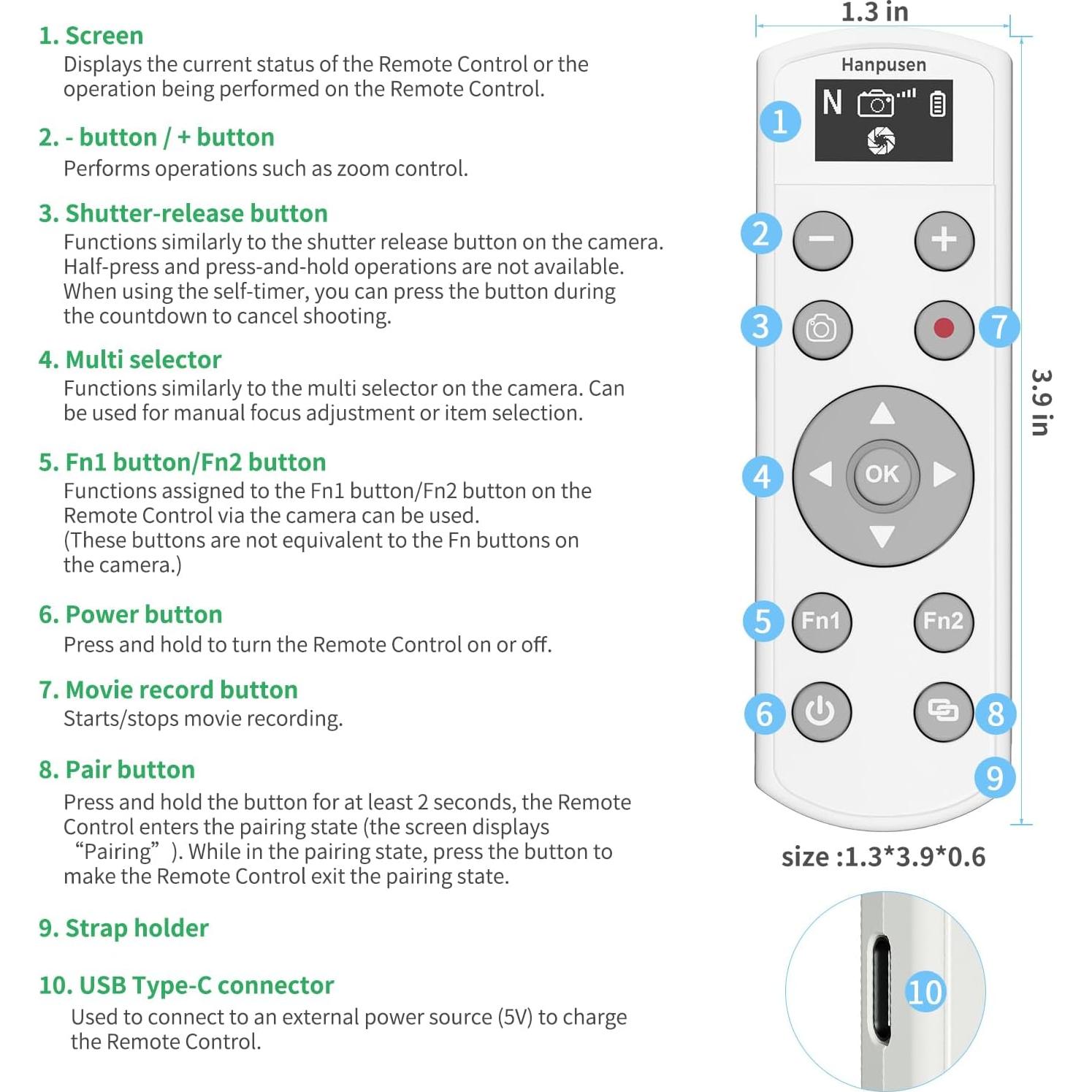 Disparador Remoto Inalámbrico Hanpusen para Nikon Z6 II/Z7 II