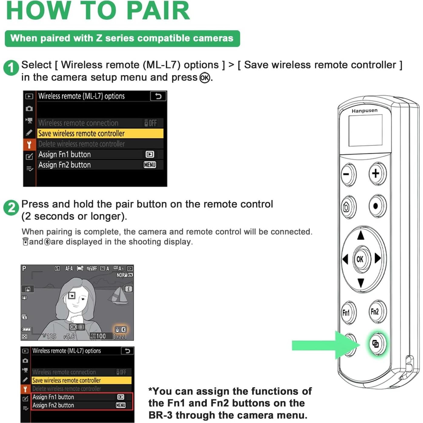 Disparador Remoto Inalámbrico Hanpusen para Nikon Z6 II/Z7 II