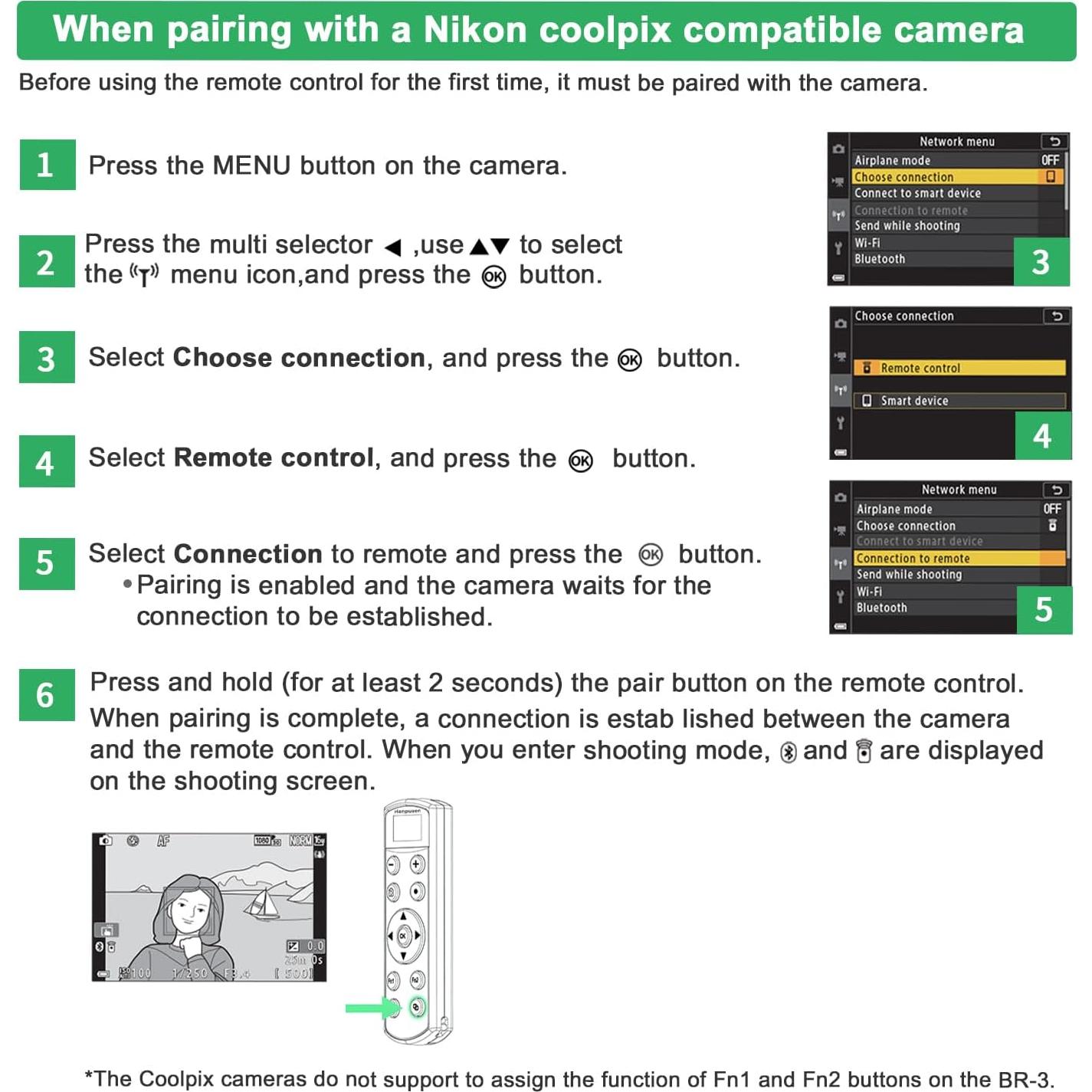 Disparador Remoto Inalámbrico Hanpusen para Nikon Z6 II/Z7 II