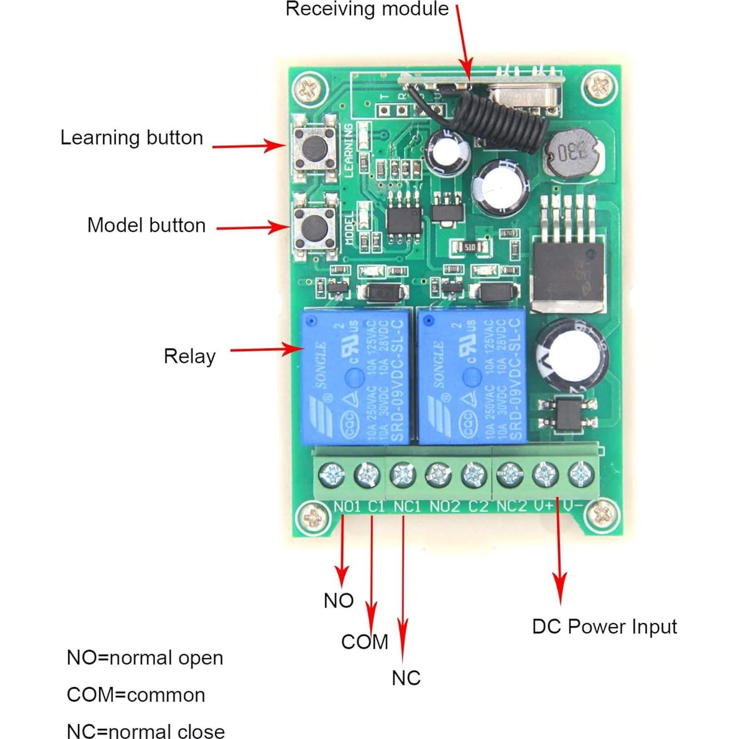 Interruptor Remoto Inalámbrico Kaleinavi 2 Canales 12-48V
