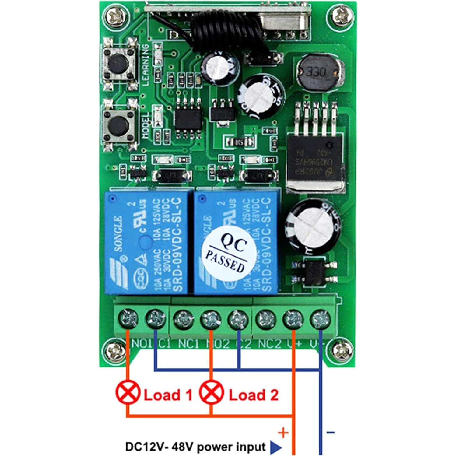 Interruptor Remoto Inalámbrico Kaleinavi 2 Canales 12-48V