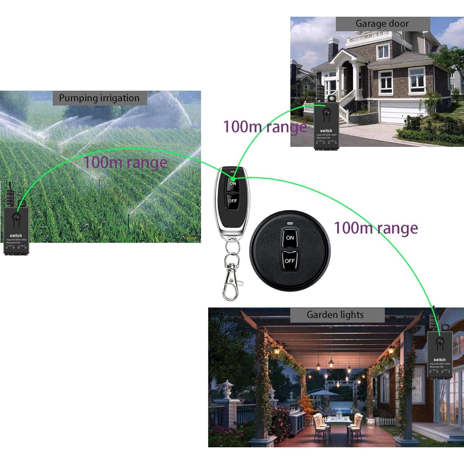 Interruptor Inalámbrico Meskliu 12V 10A Control Remoto 100m