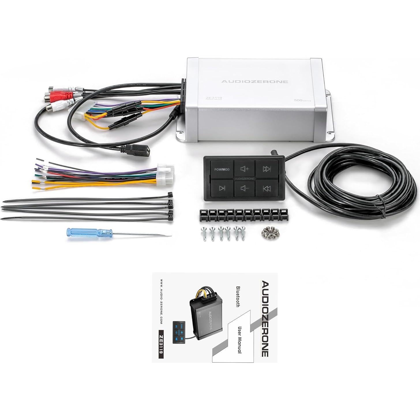 Amplificador Bluetooth Marino AUDIOZERONE 4 Canales 500W