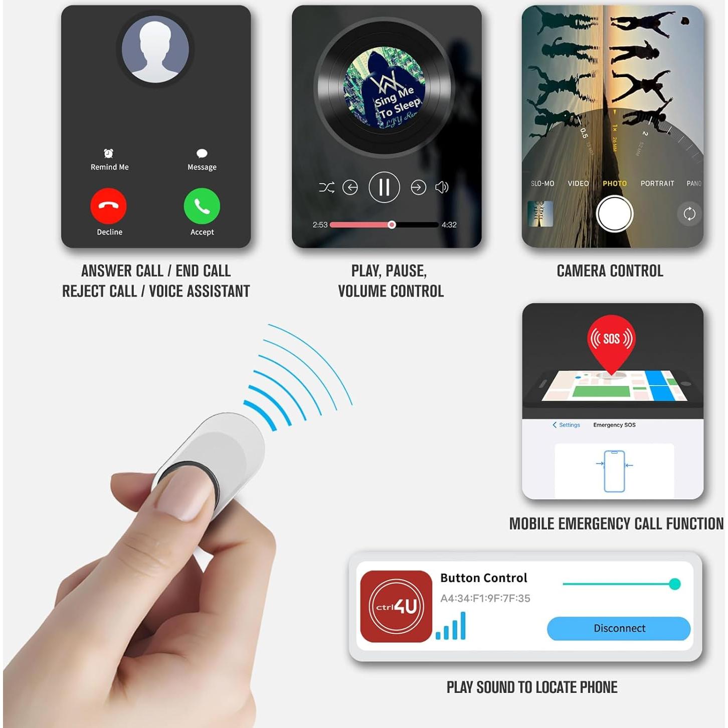 Control Remoto Bluetooth Multifuncional Yipai Plata