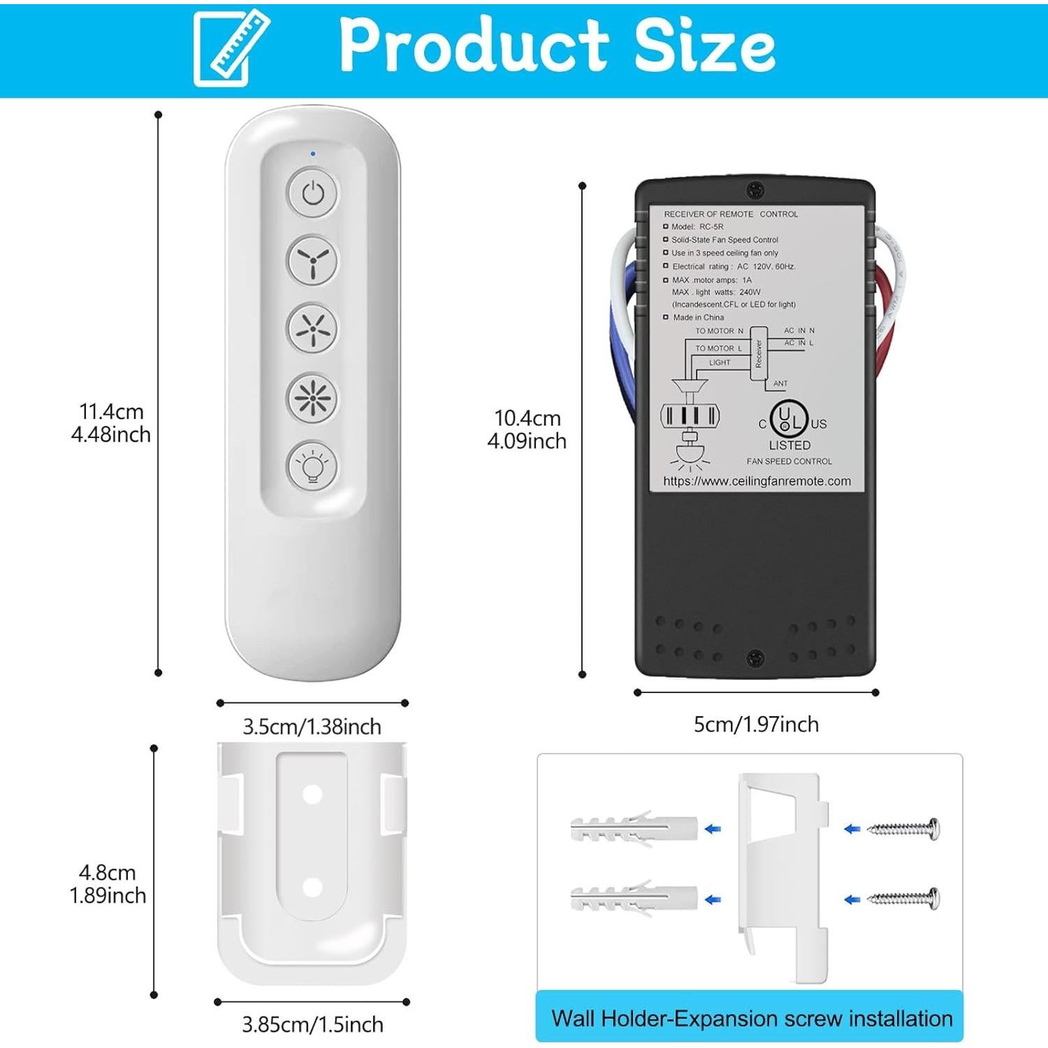 Control Remoto Inalámbrico para Ventilador de Techo COREBAY RC-81T