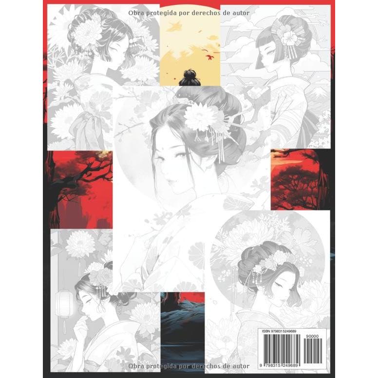 Elegantes Geishas Libro Para Colorear: Páginas Para Colorear De Atractivas Cortesanas Japonesas En Accesorios Decorativos Y Kimonos Tradicionales ... Adulto Adolescente (japón) (Spanish Edition)