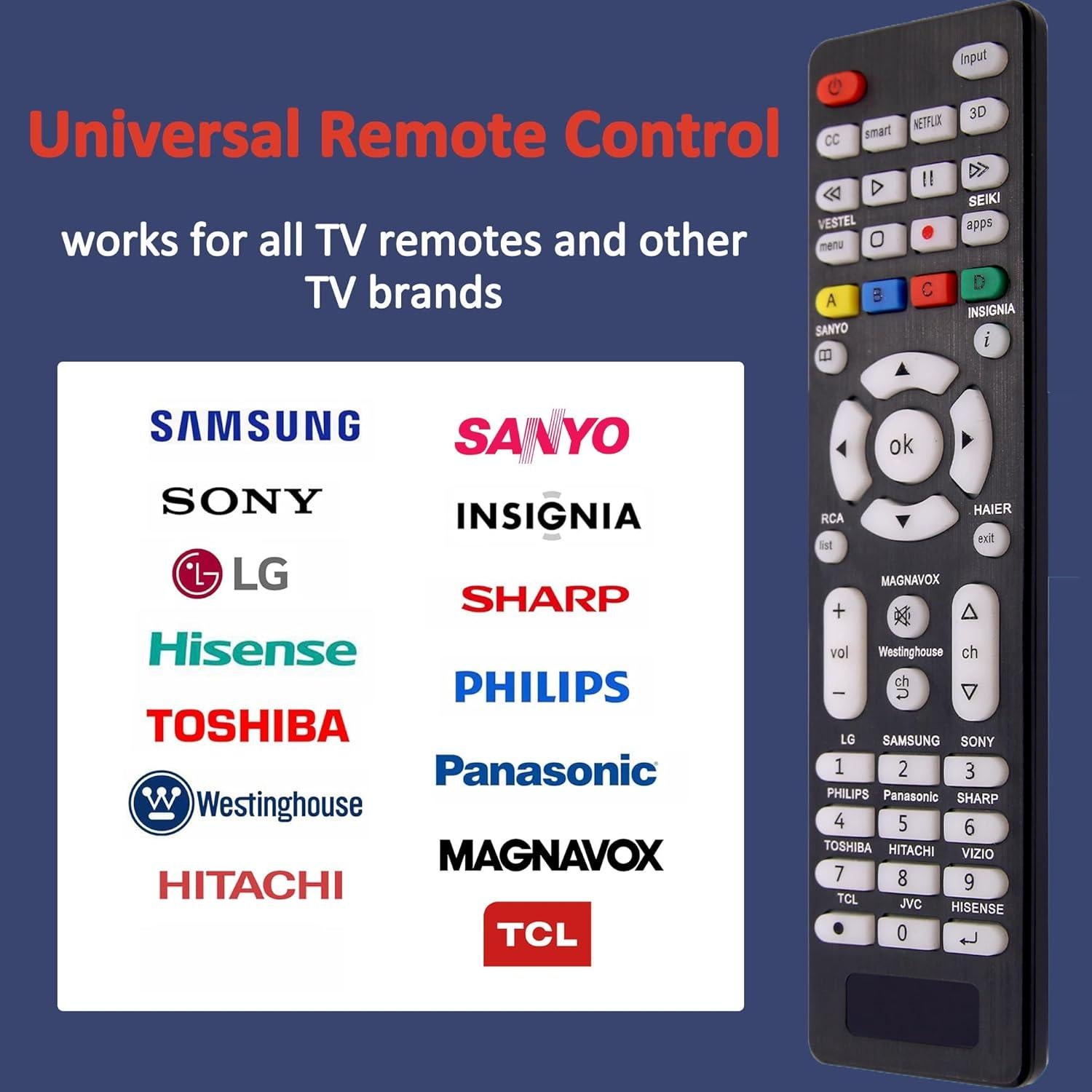 Control Remoto Universal SMATAR para TV Samsung, LG, Sony