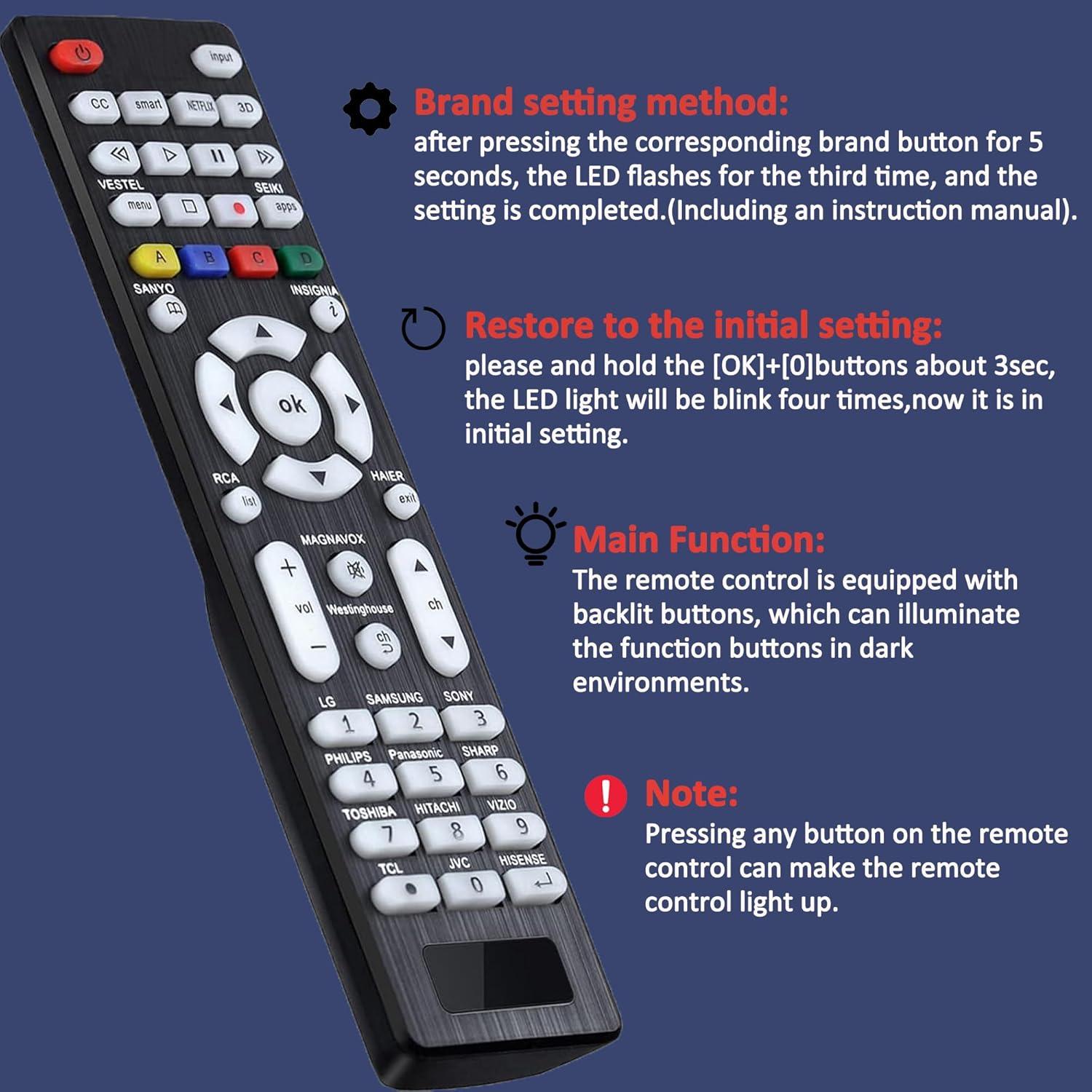 Control Remoto Universal SMATAR para TV Samsung, LG, Sony