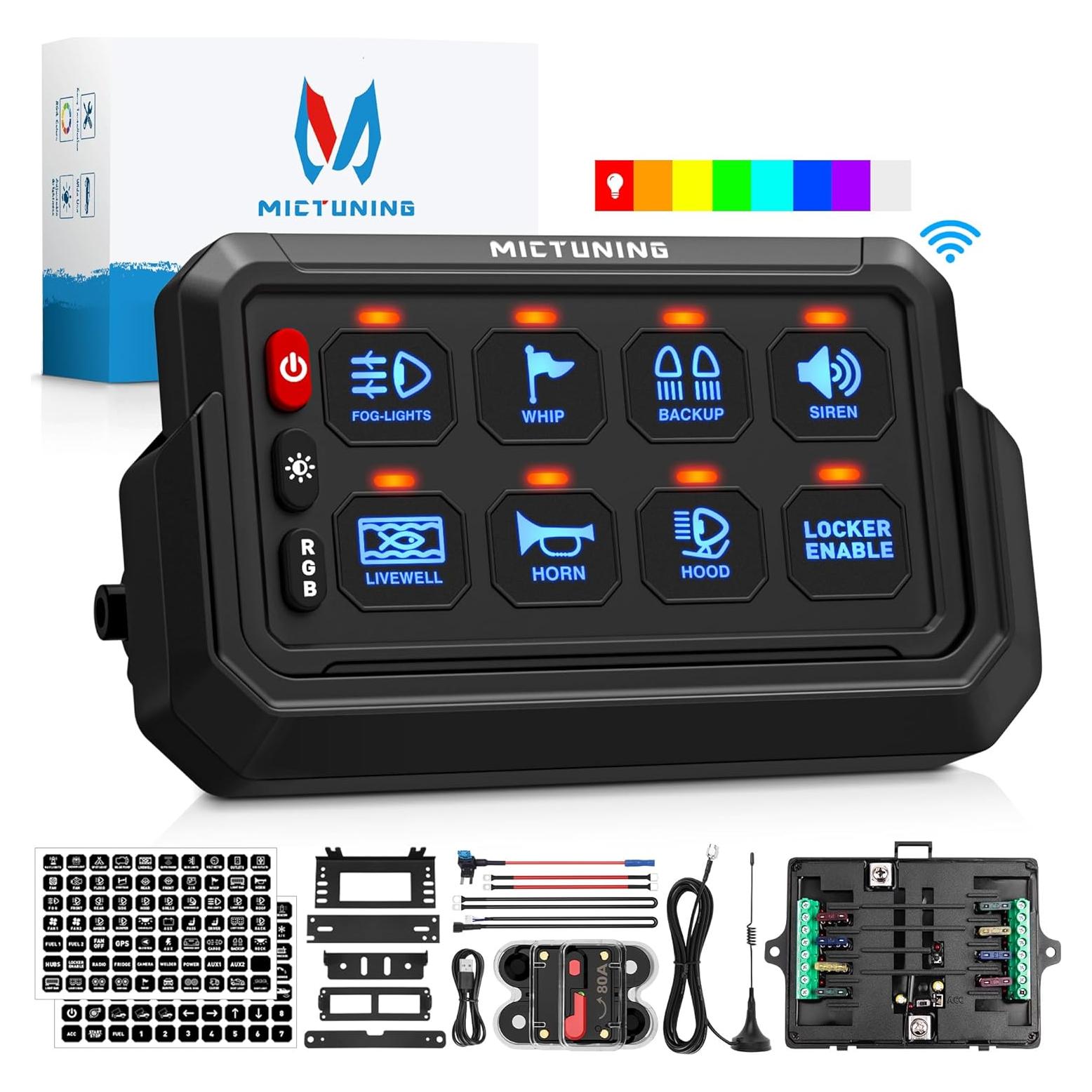Panel de Interruptores RGB Inalámbrico MICTUNING 8 Gang 720W