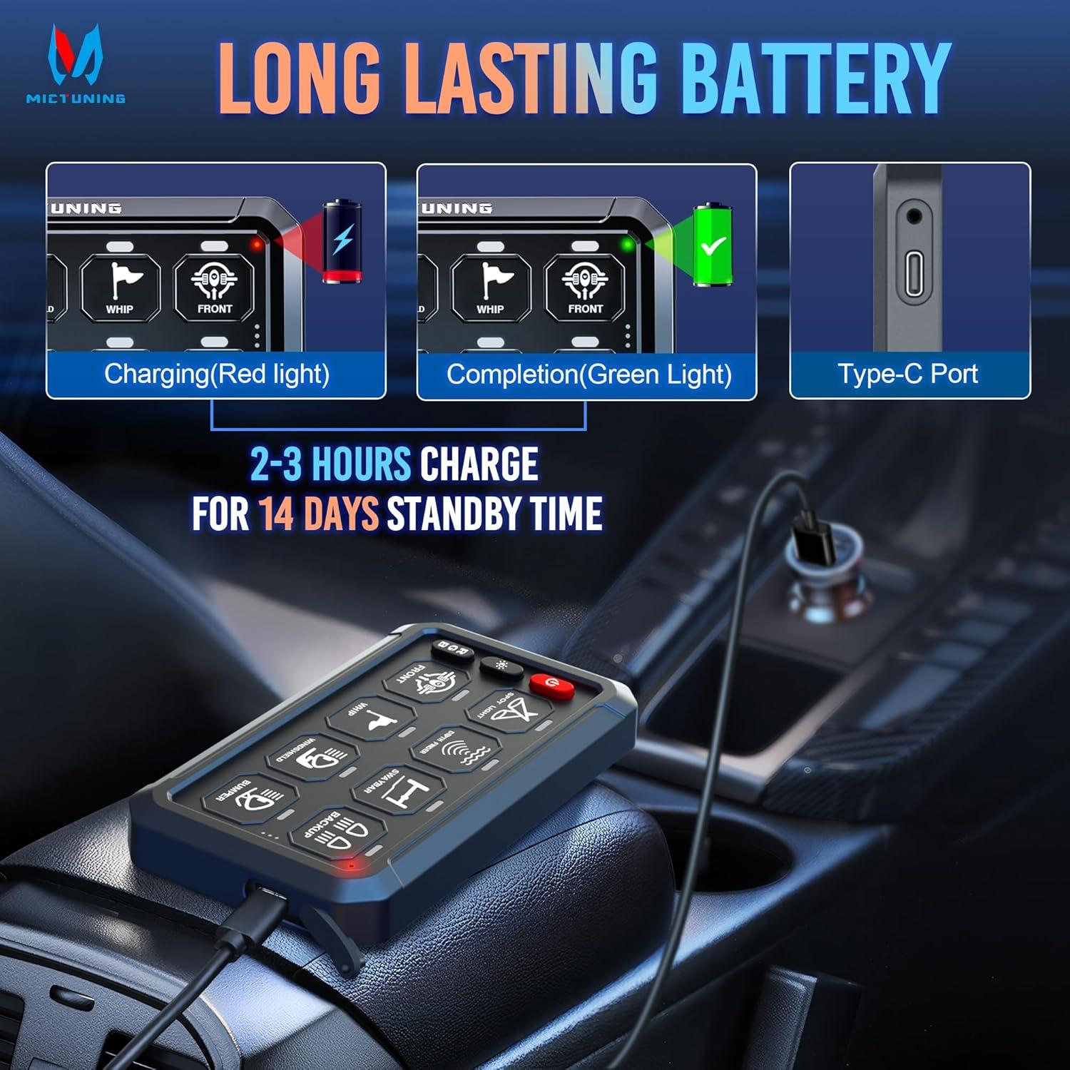 Panel de Interruptores RGB Inalámbrico MICTUNING 8 Gang 720W