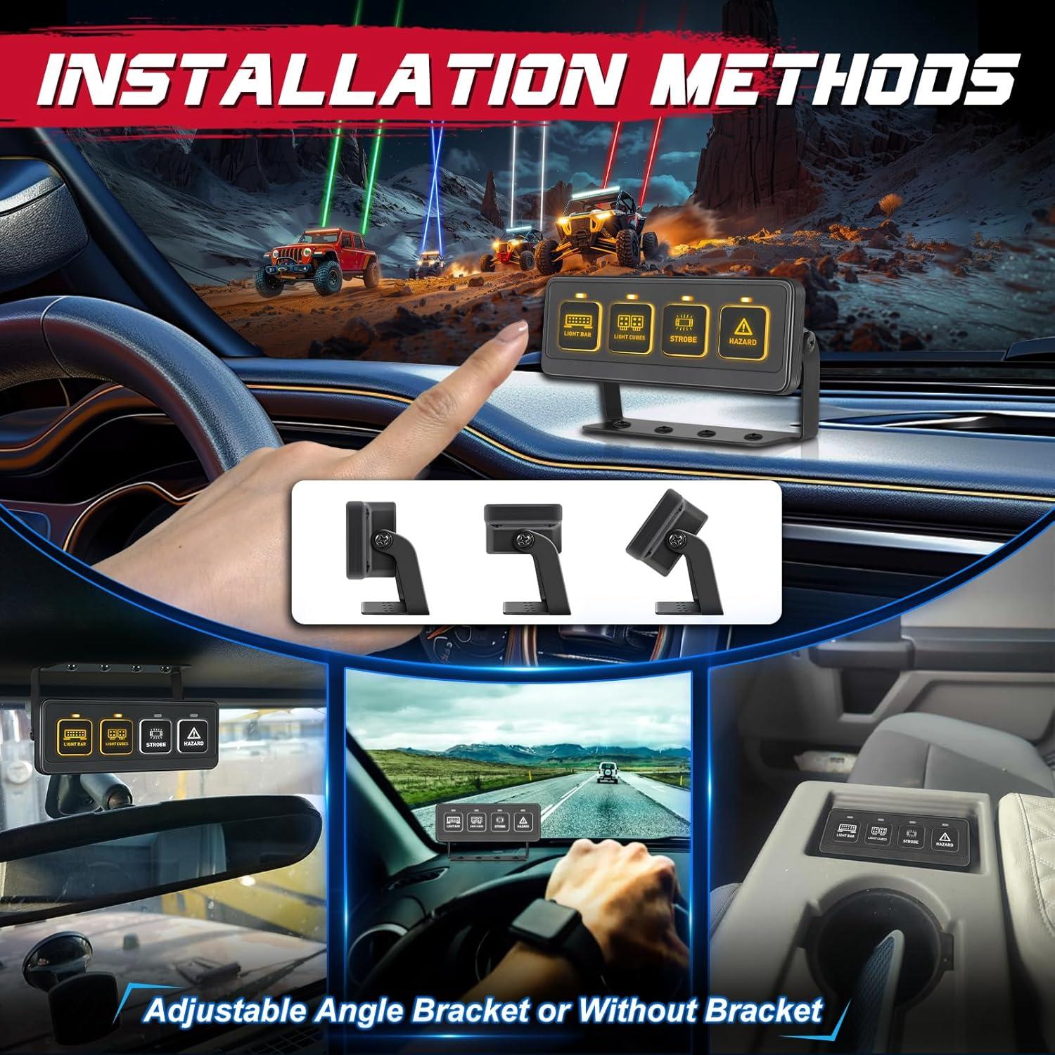 Panel de Interruptores Inalámbrico OFFROADTOWN 4 Gang LED