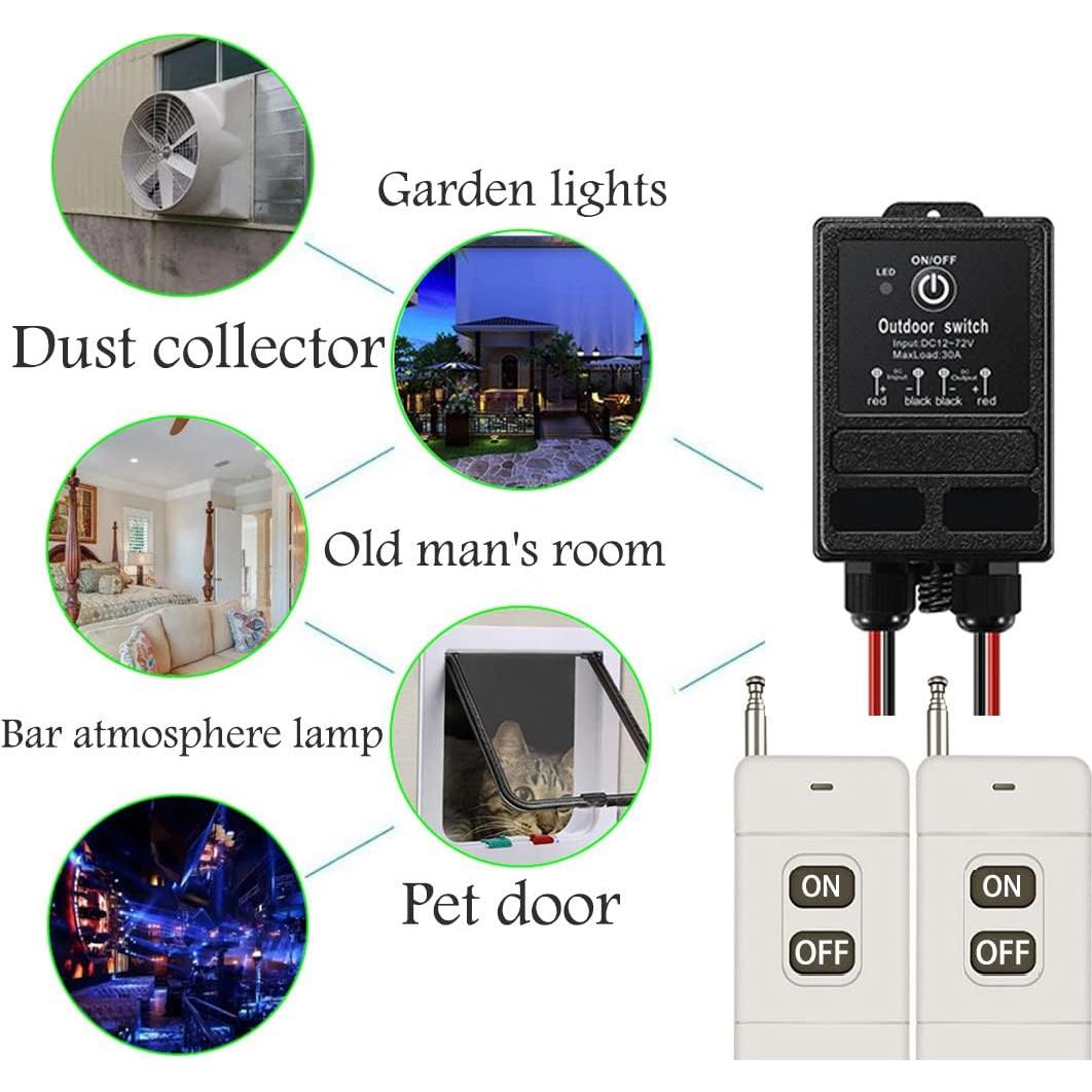 Interruptor Remoto Inalámbrico ZHOFONET IP65 40A DC12V-72V