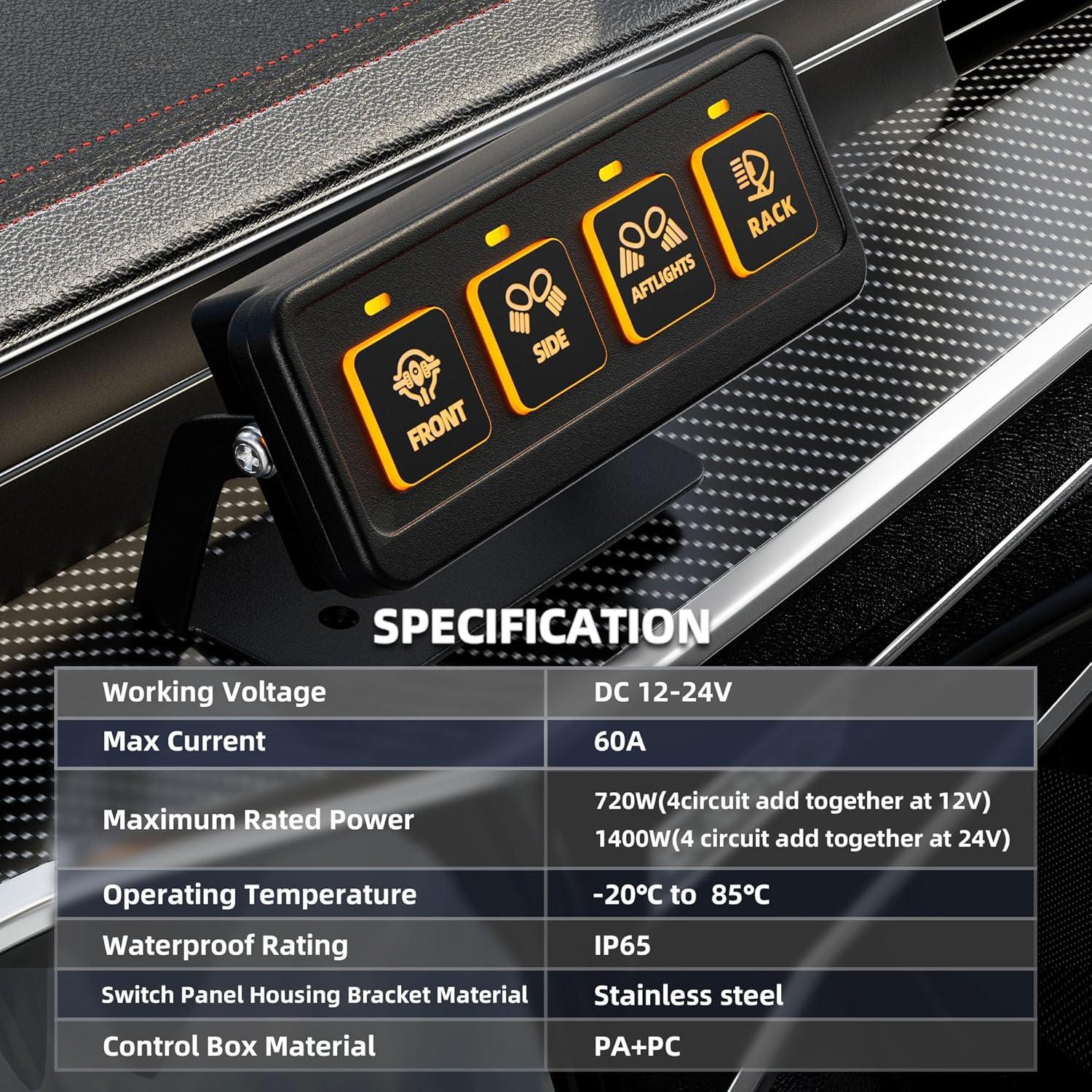 Panel de Interruptores Inalámbrico 4 Gang Somaer a Prueba de Agua
