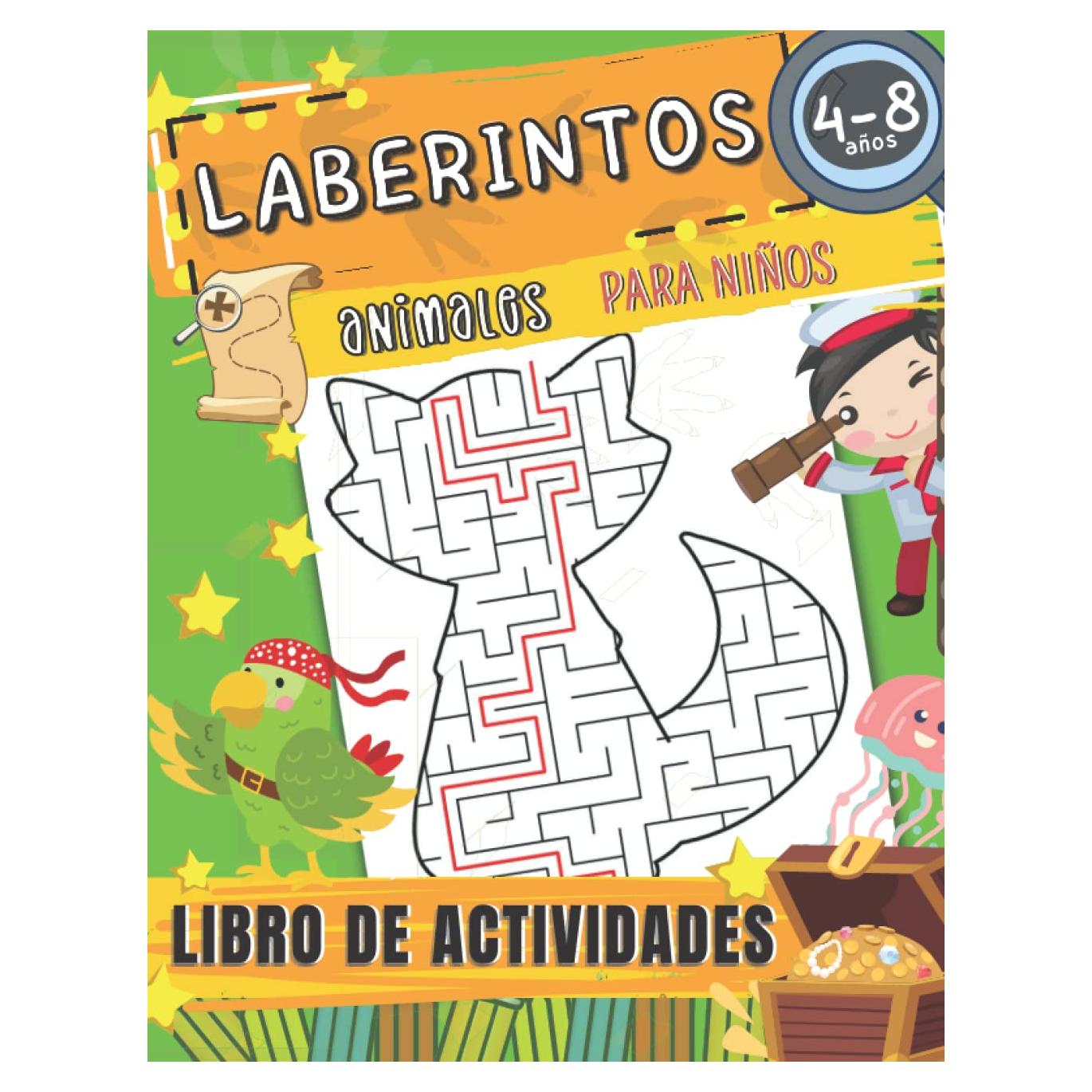 Libro de Laberintos para Niños: Cuaderno de laberintos para niños 4-8 años: ¡Disfruta y relájate resolviendo laberintos de tus animales favoritos! (Spanish Edition)