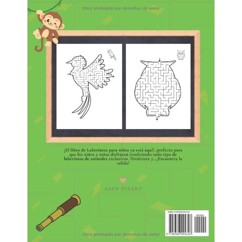 Libro de Laberintos para Niños: Cuaderno de laberintos para niños 4-8 años: ¡Disfruta y relájate resolviendo laberintos de tus animales favoritos! (Spanish Edition)