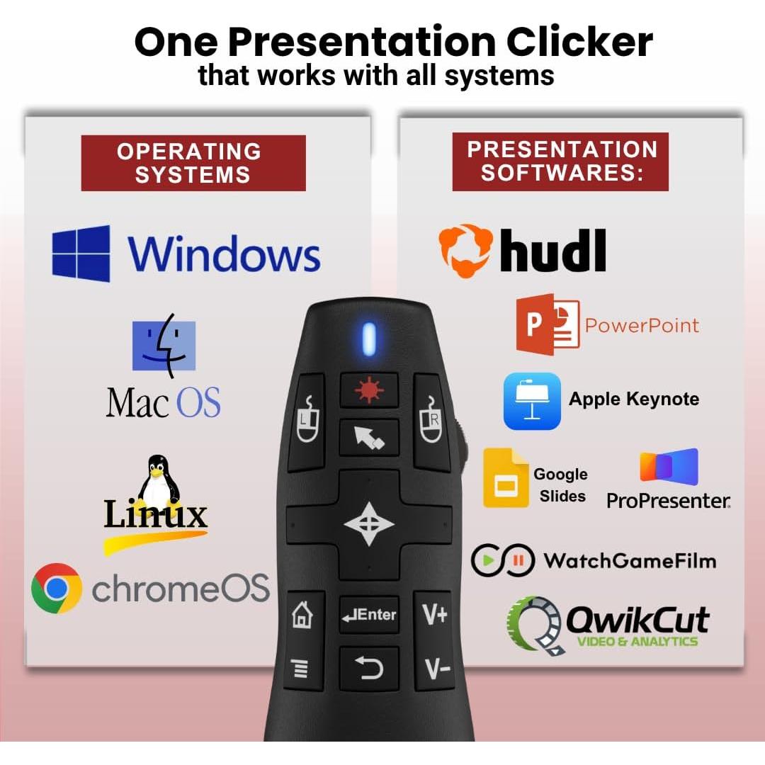 Control Remoto Inalámbrico PR-820 con Puntero Láser y Ratón Aéreo
