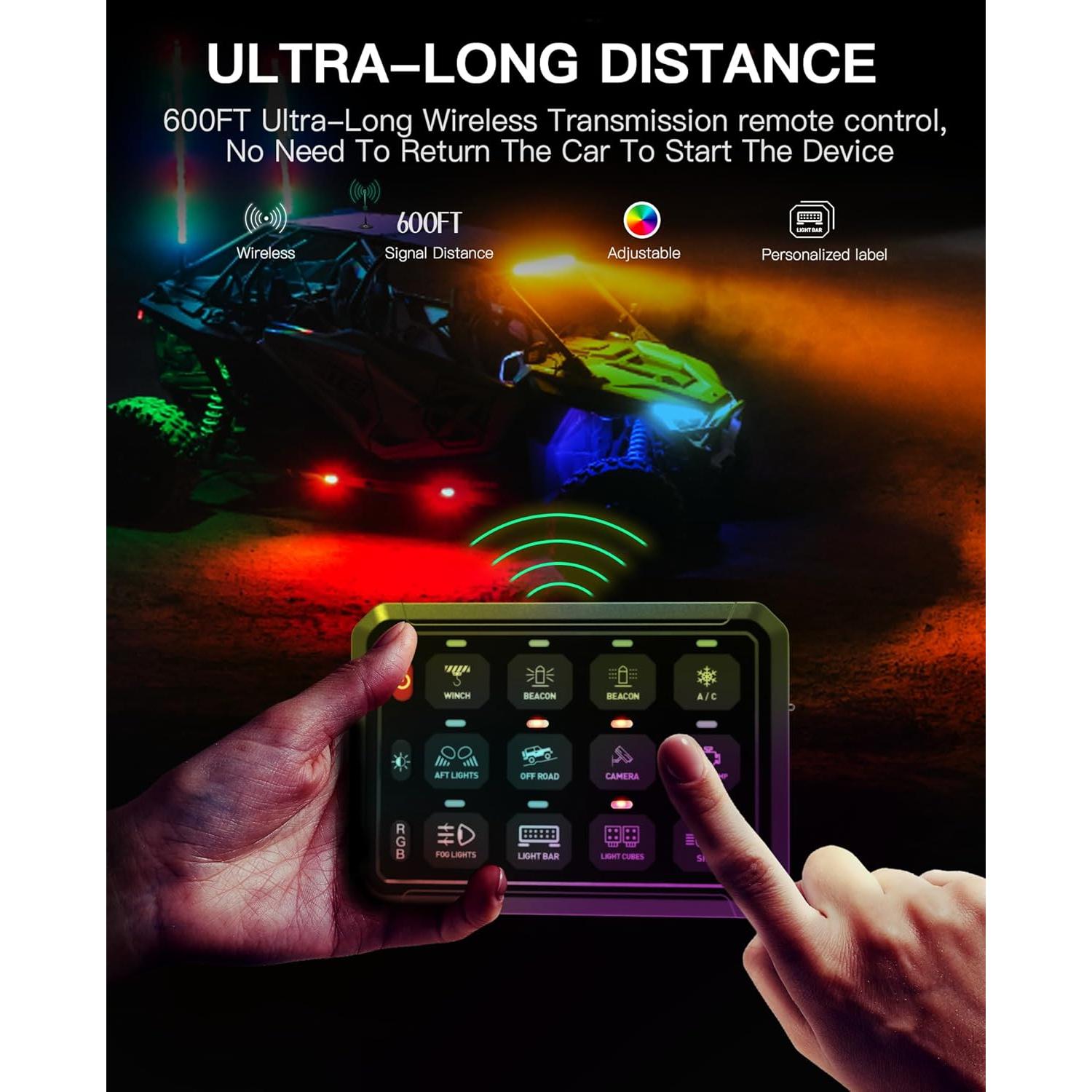 Panel de Interruptores Inalámbrico RGB 12 Gang HulkGoo 12V/24V