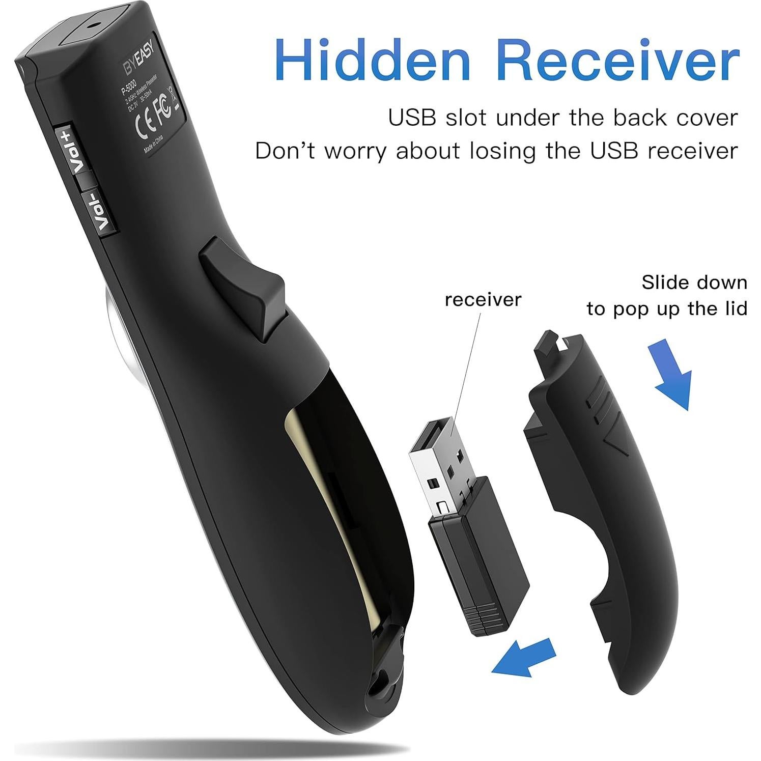 Presentador Inalámbrico BYEASY P5100 con Lásser Verde 30m