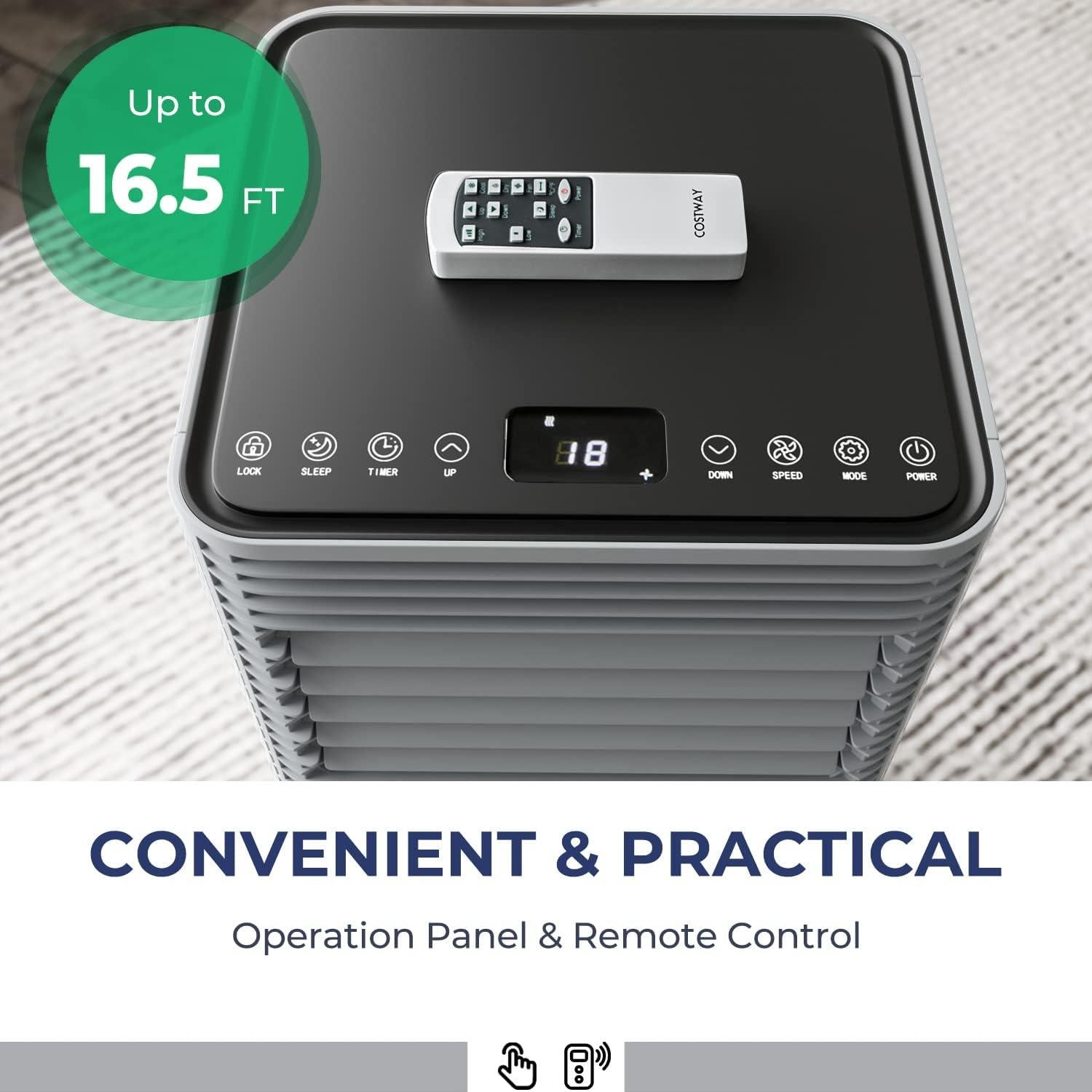 Aire Acondicionado Portátil COSTWAY 10000BTU 32.5m² Gris