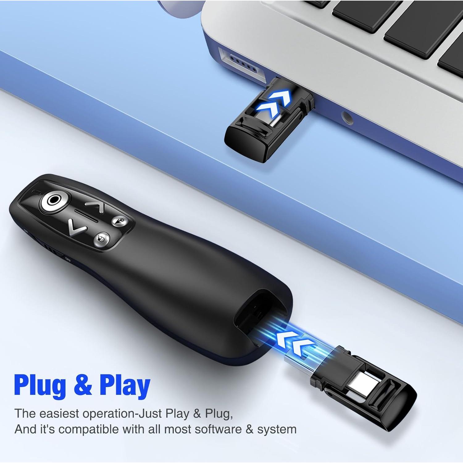 Clicker de Presentación Inalámbrico USB Tipo C con Luz Roja