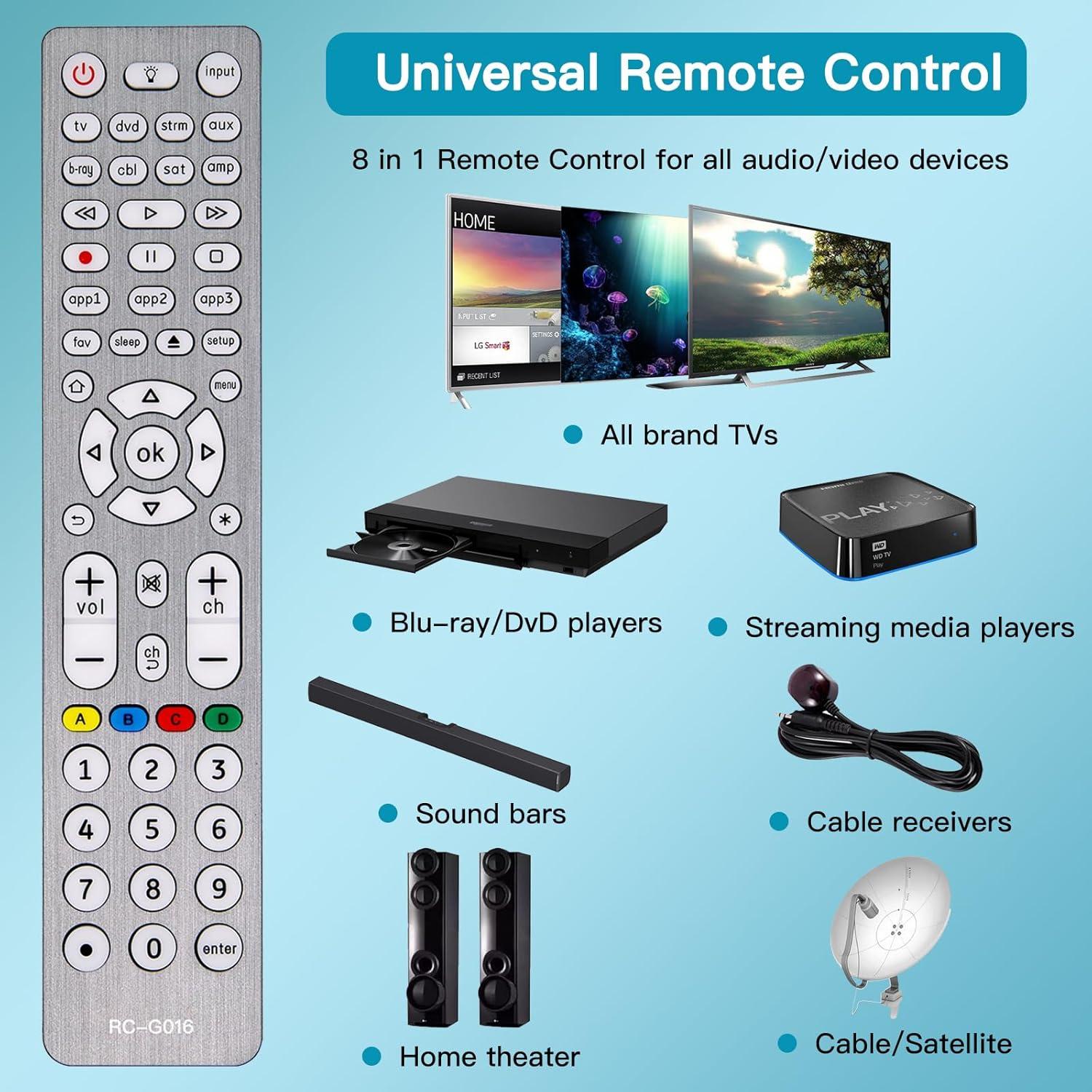 Control Remoto Universal Retroiluminado SMATAR 8 en 1