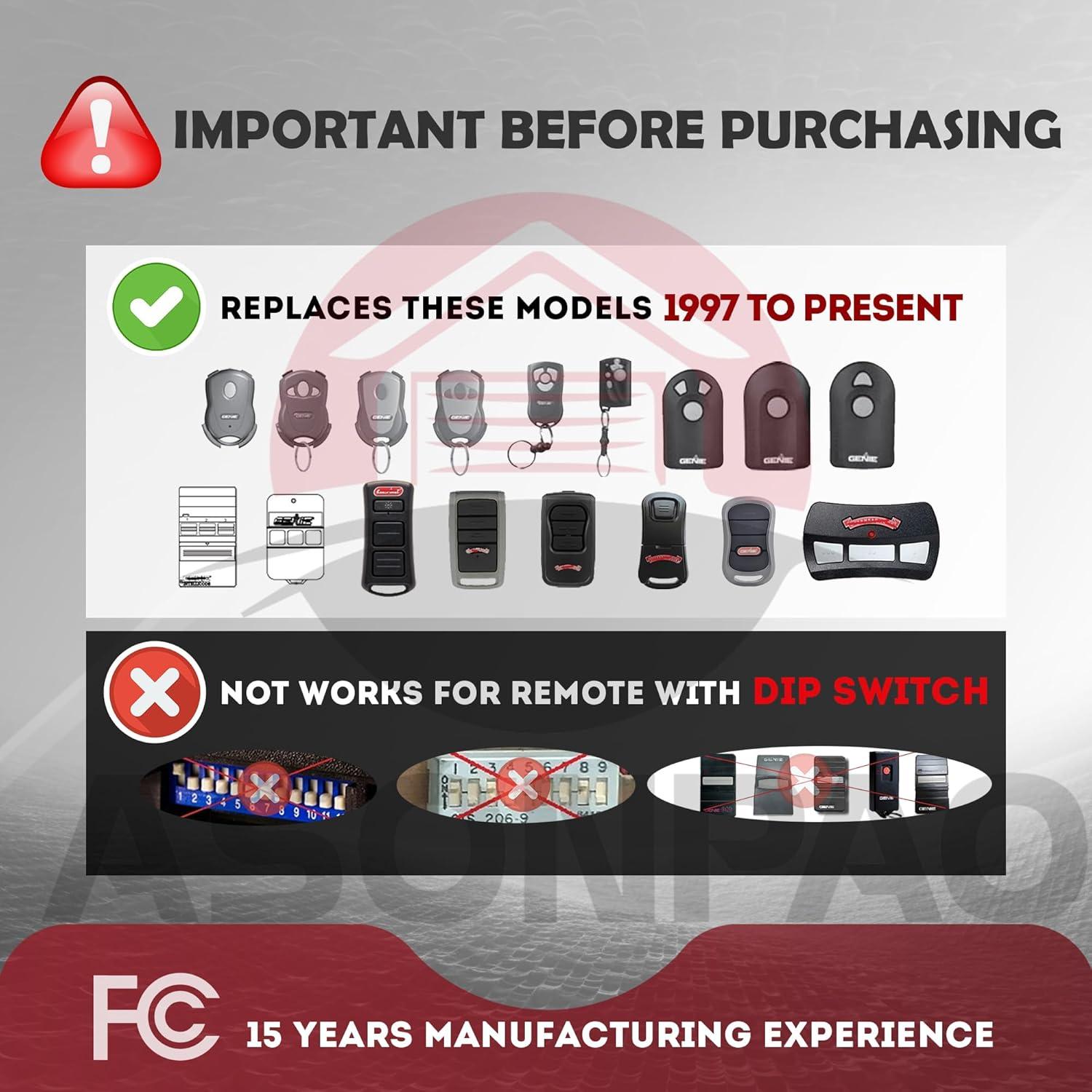 Control Remoto de Garaje Genie GITR-3 - 2 Paquetes