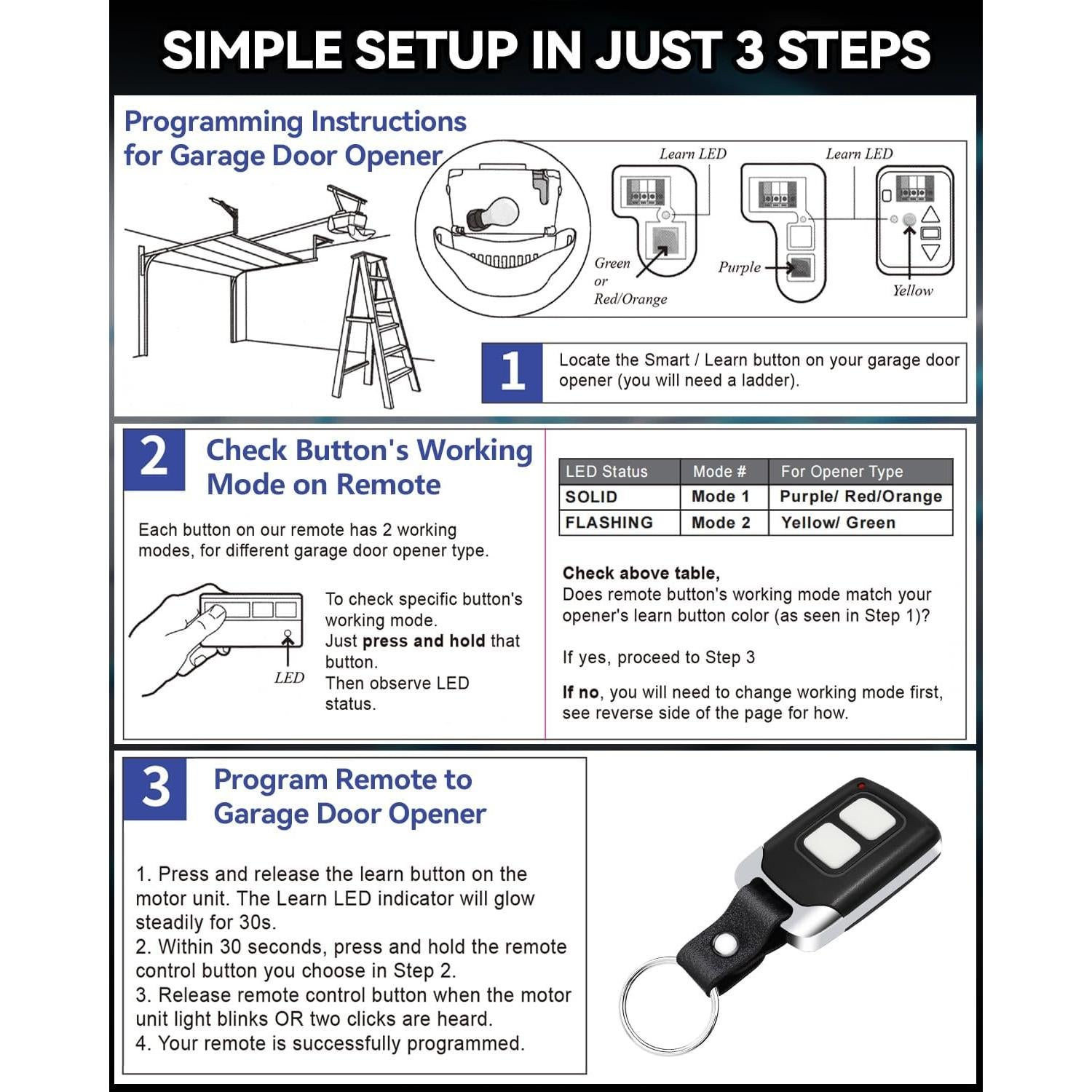 Control Remoto Universal para Puerta de Garaje Lift Master 893MAX