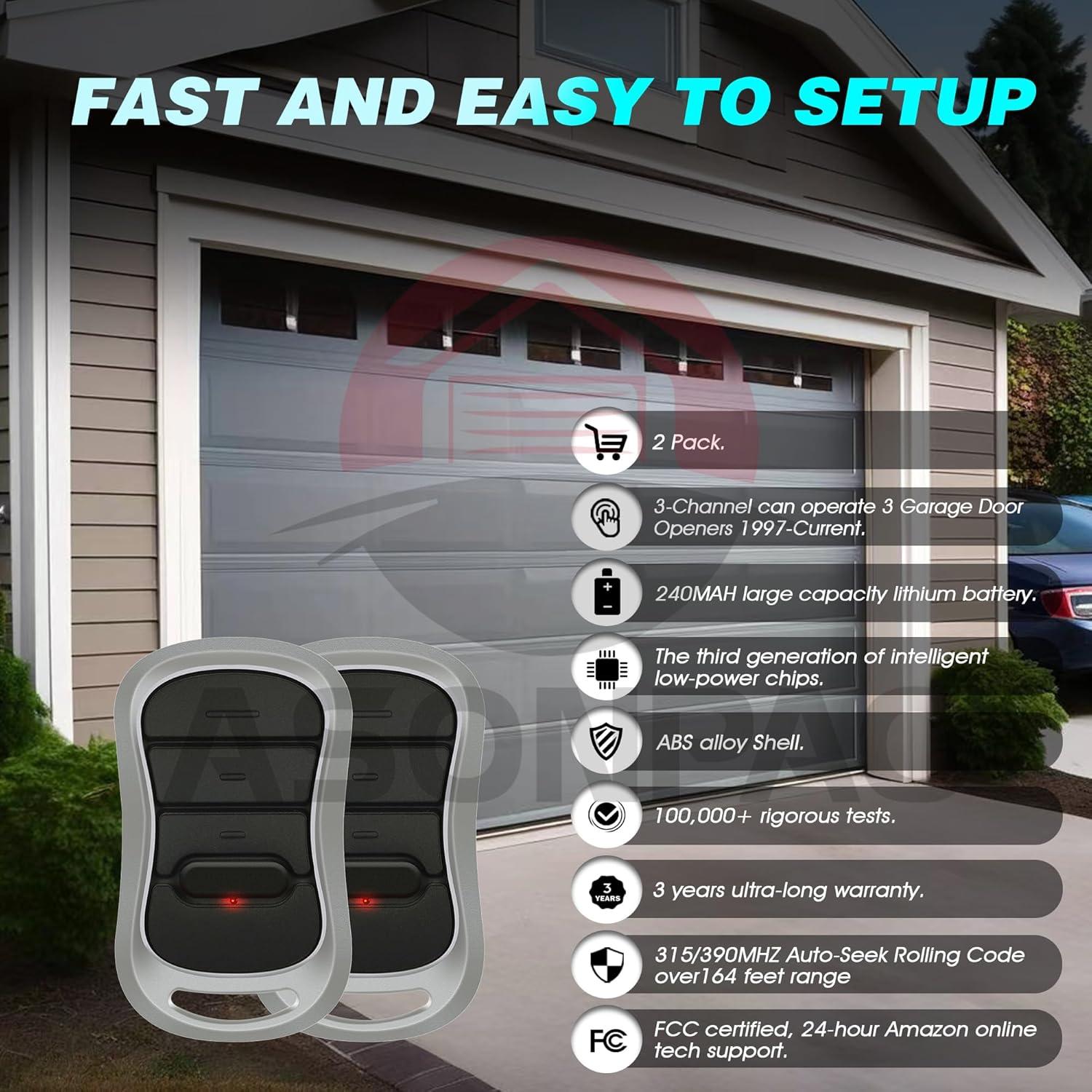 Control Remoto de Garaje Genie G3T-R G3T-BX G3T-A 2 Piezas