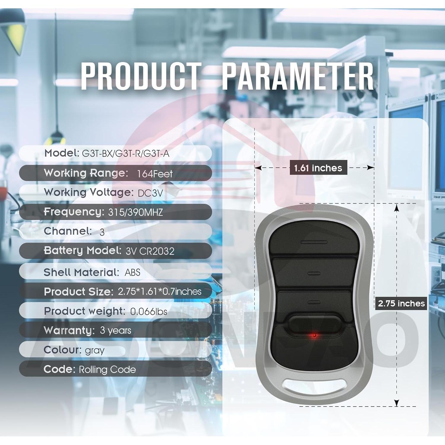 Control Remoto de Garaje Genie G3T-R G3T-BX G3T-A 2 Piezas
