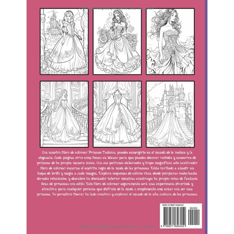 Libro De Colorear Moda De Princesas: Increíbles diseños para colorear de vestidos de reina para mujeres adultas, adolescentes y niños (Spanish Edition)