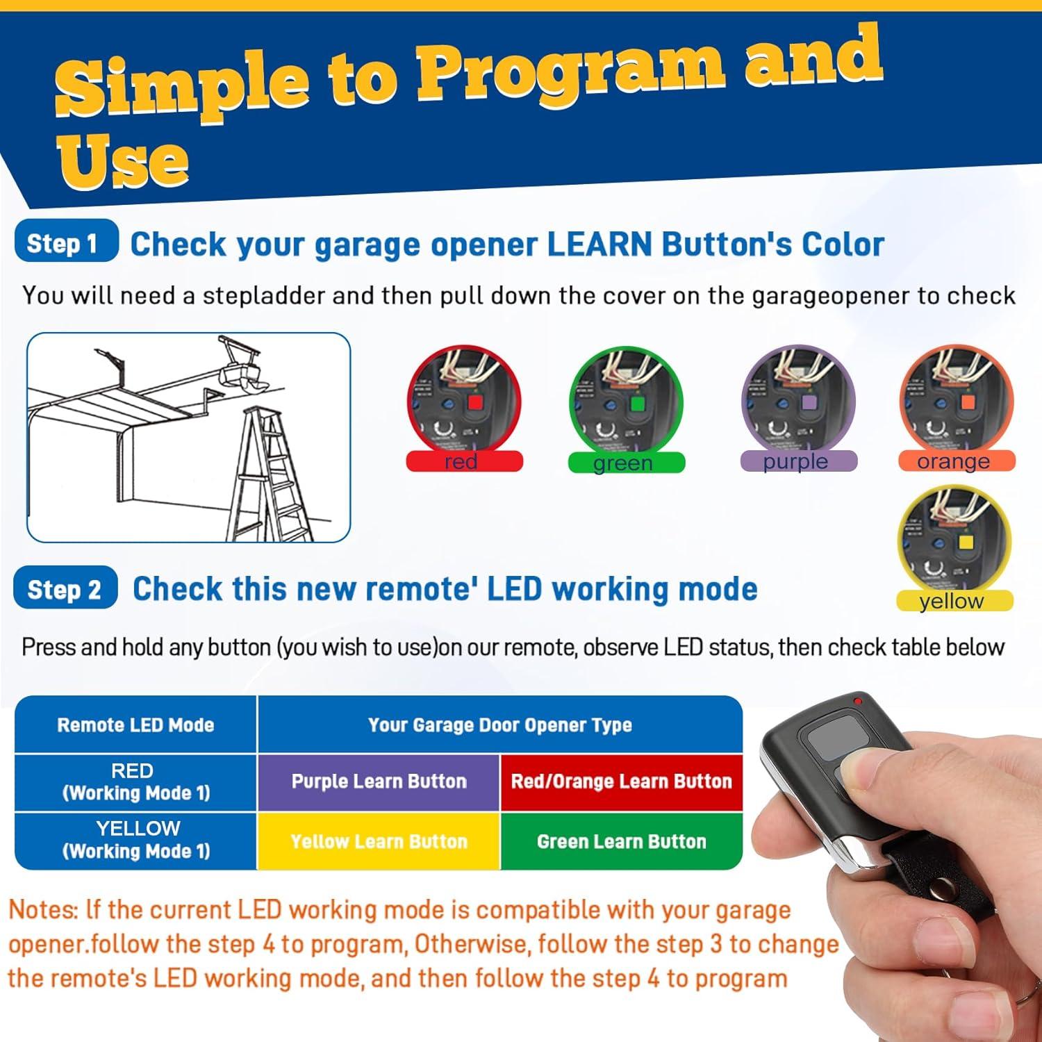 Control Remoto Universal de Puerta de Garaje Werhoo 2 Unidades