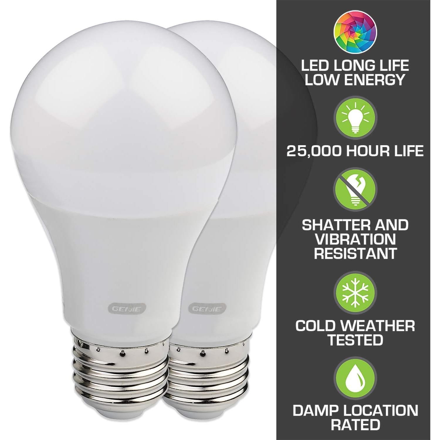 Genie GLEDB2-R2 2 Pack Garage Door Opener LED LIGHT BULB, 4000K,White