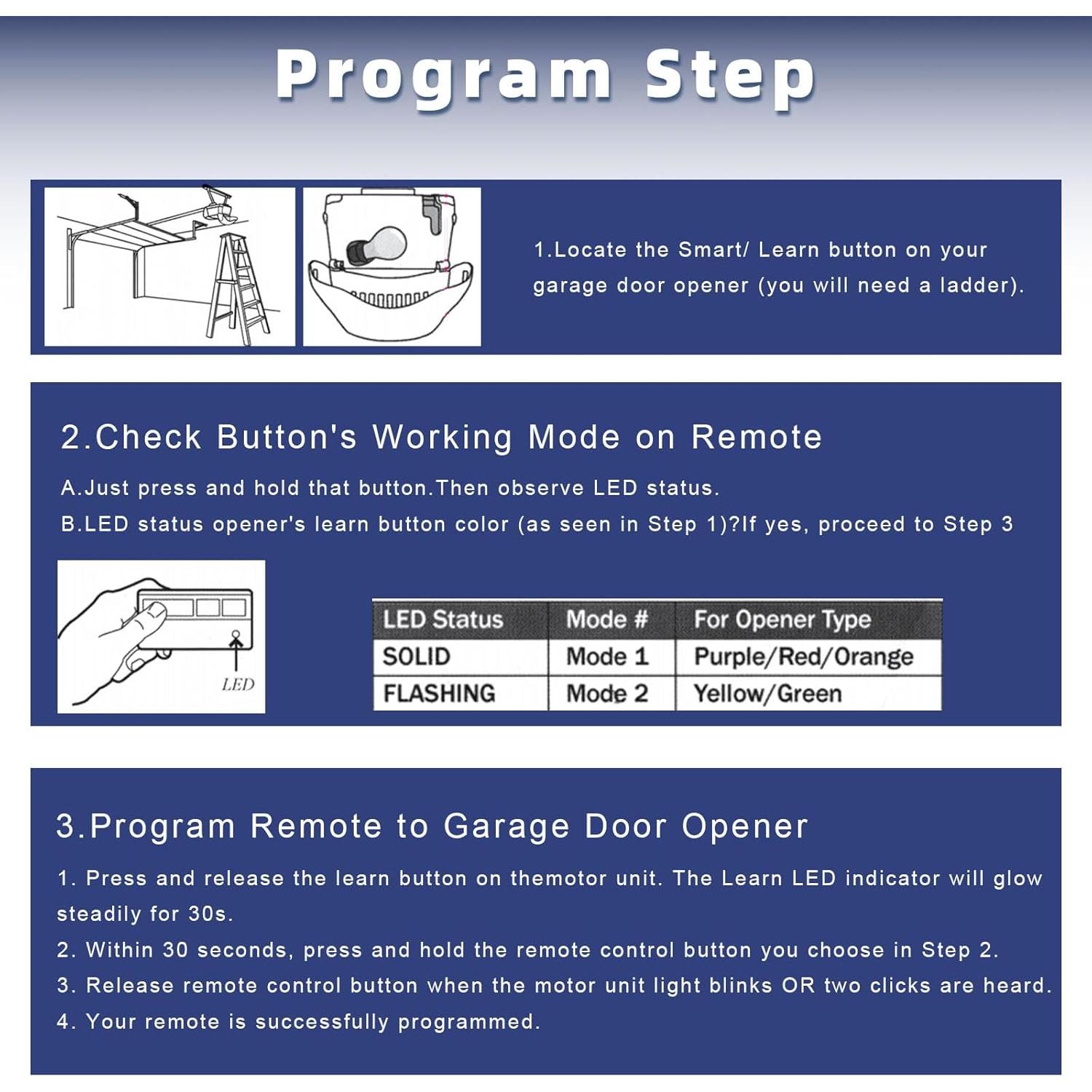 Control Remoto de Garaje QSDIYRF 893MAX - 2 Piezas, 3 Botones