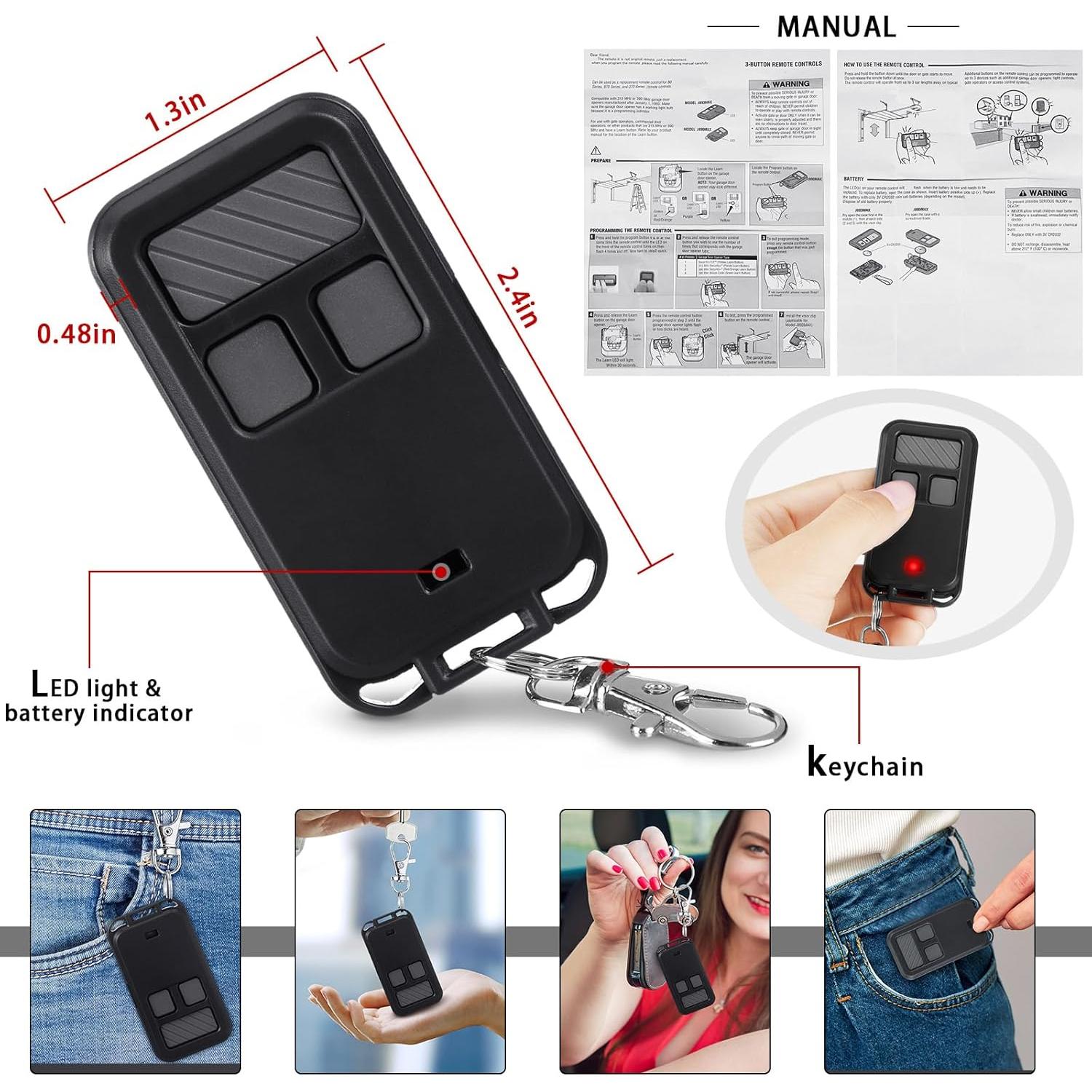 Control Remoto Universal Kingdder 890MAX para Garaje 6 Pcs