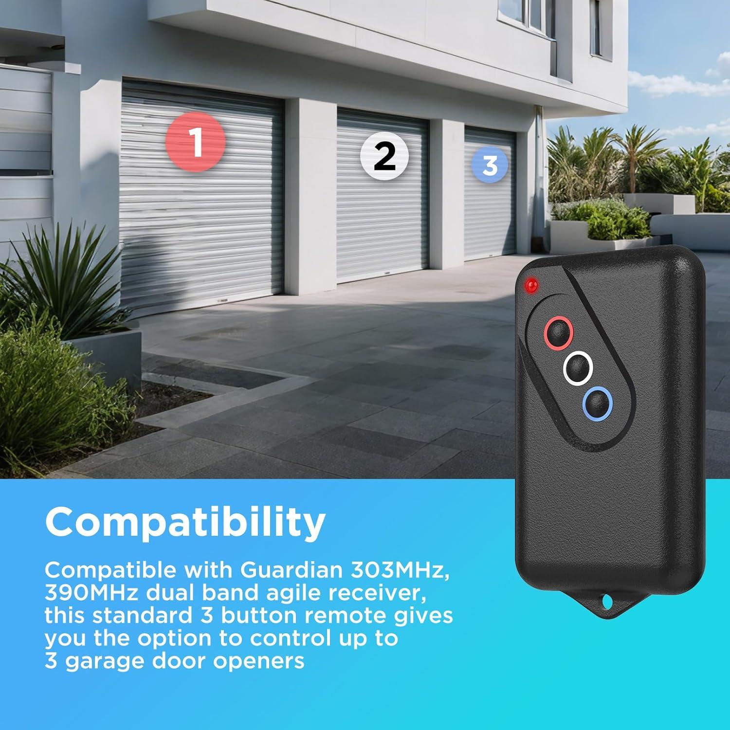 Transmisor remoto de puerta de garaje Oraneyun GD303 - Paquete de 3