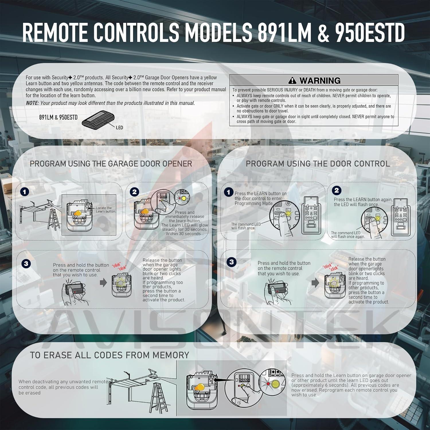 Control Remoto de Puerta de Garaje Chamberlain 950ESTD 2 Pack