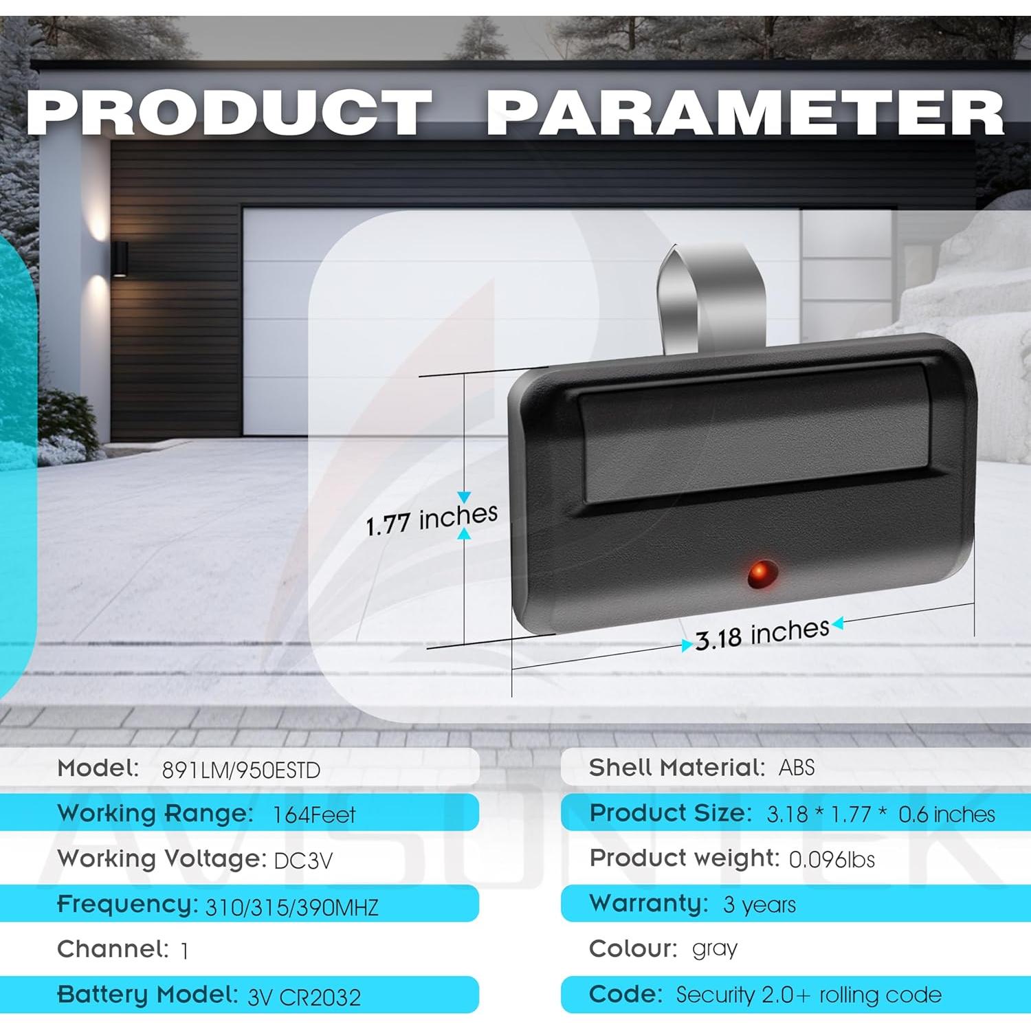 Control Remoto de Puerta de Garaje Chamberlain 950ESTD 2 Pack