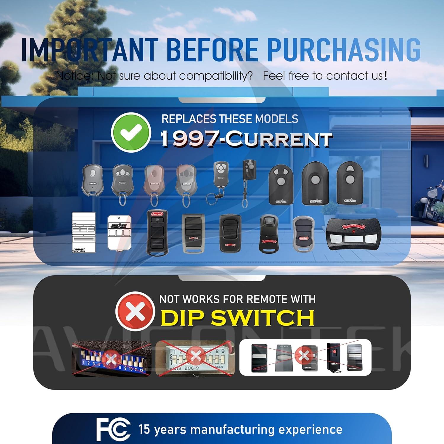 Control Remoto de Garaje Genie G3T-A 2X, 315/390MHz, 3 Años Garantía