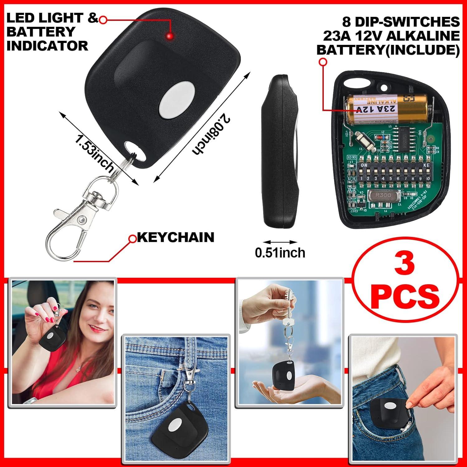 Control Remoto de Puerta de Garaje Kingdder 3 Piezas 300MHz