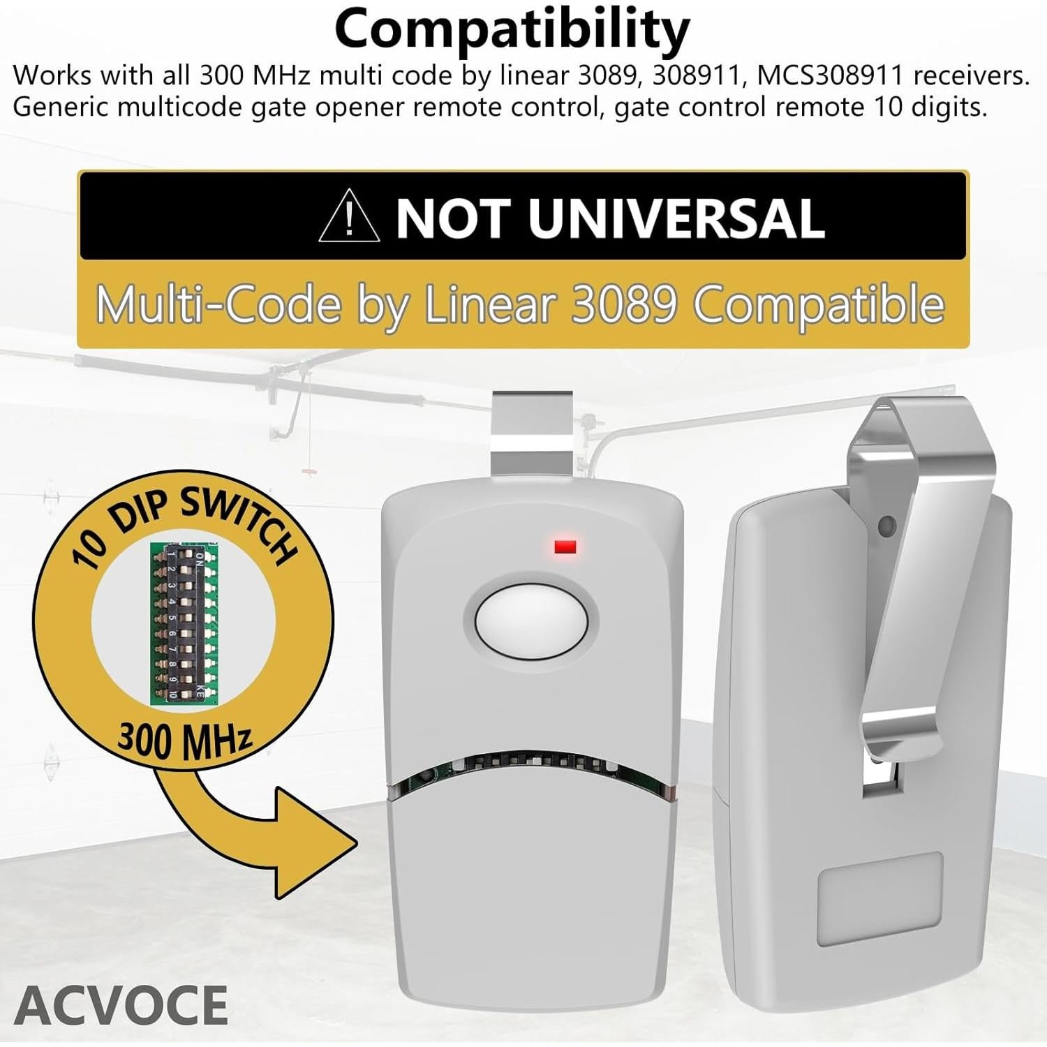 Control Remoto para Puerta de Garaje Acvoce Multi-Code 3089 x2