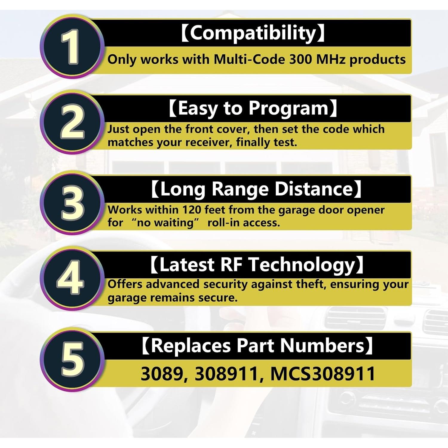 Control Remoto para Puerta de Garaje Acvoce Multi-Code 3089 x2
