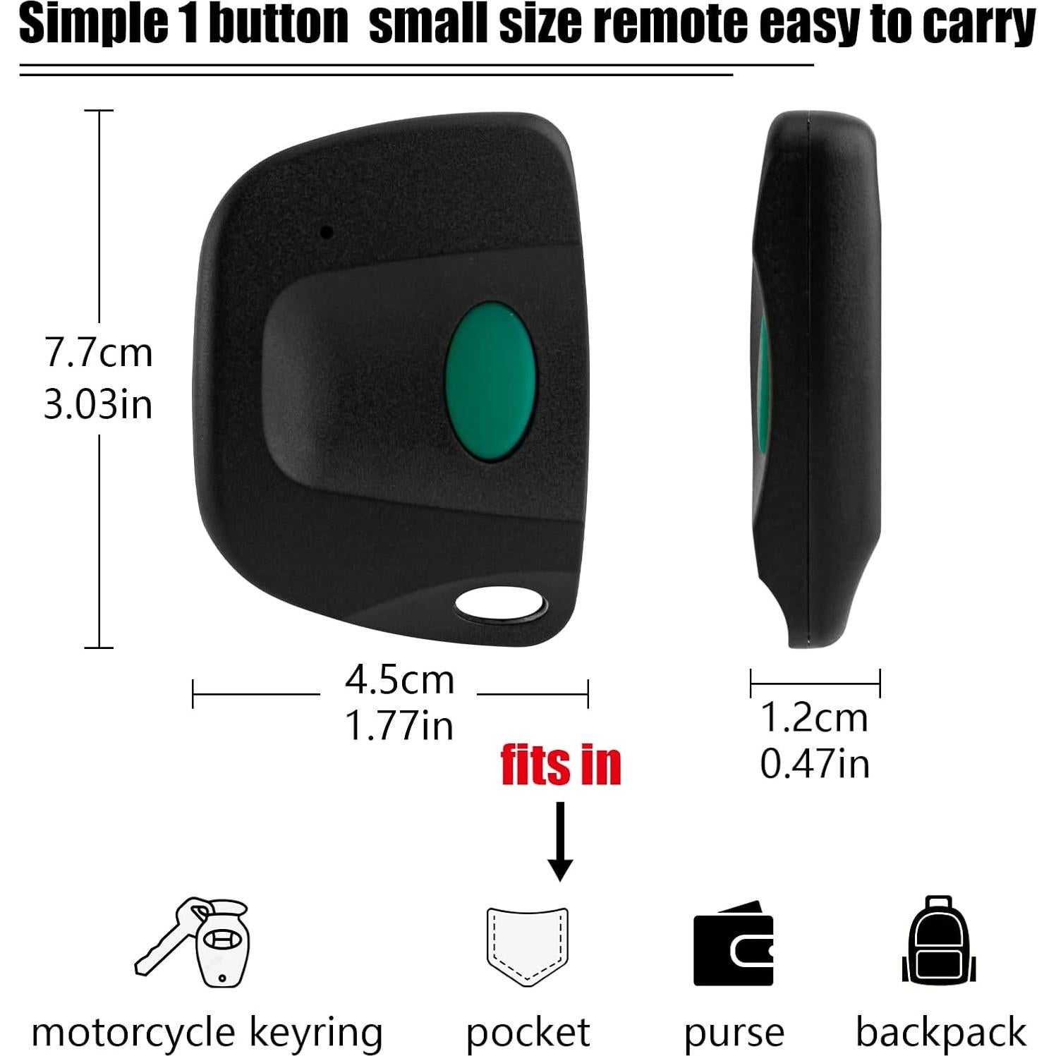 Control Remoto de Puerta de Garaje LAWOOH 310MHz Paquete de 2