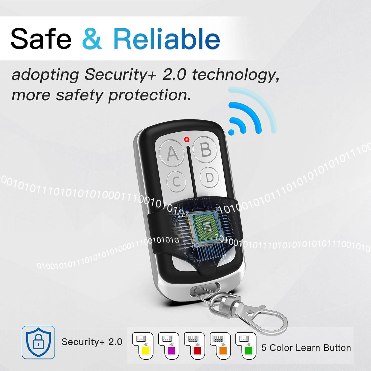 Garage Door Opener Remote for Liftmaster Craftsman Chamberlain Opener with Purple Yellow Red Orange Green Learn Button, Replace for 373LM 973LM 81LM 893LM 893MAX 890MAX 953EV/EVC, Keychain Type