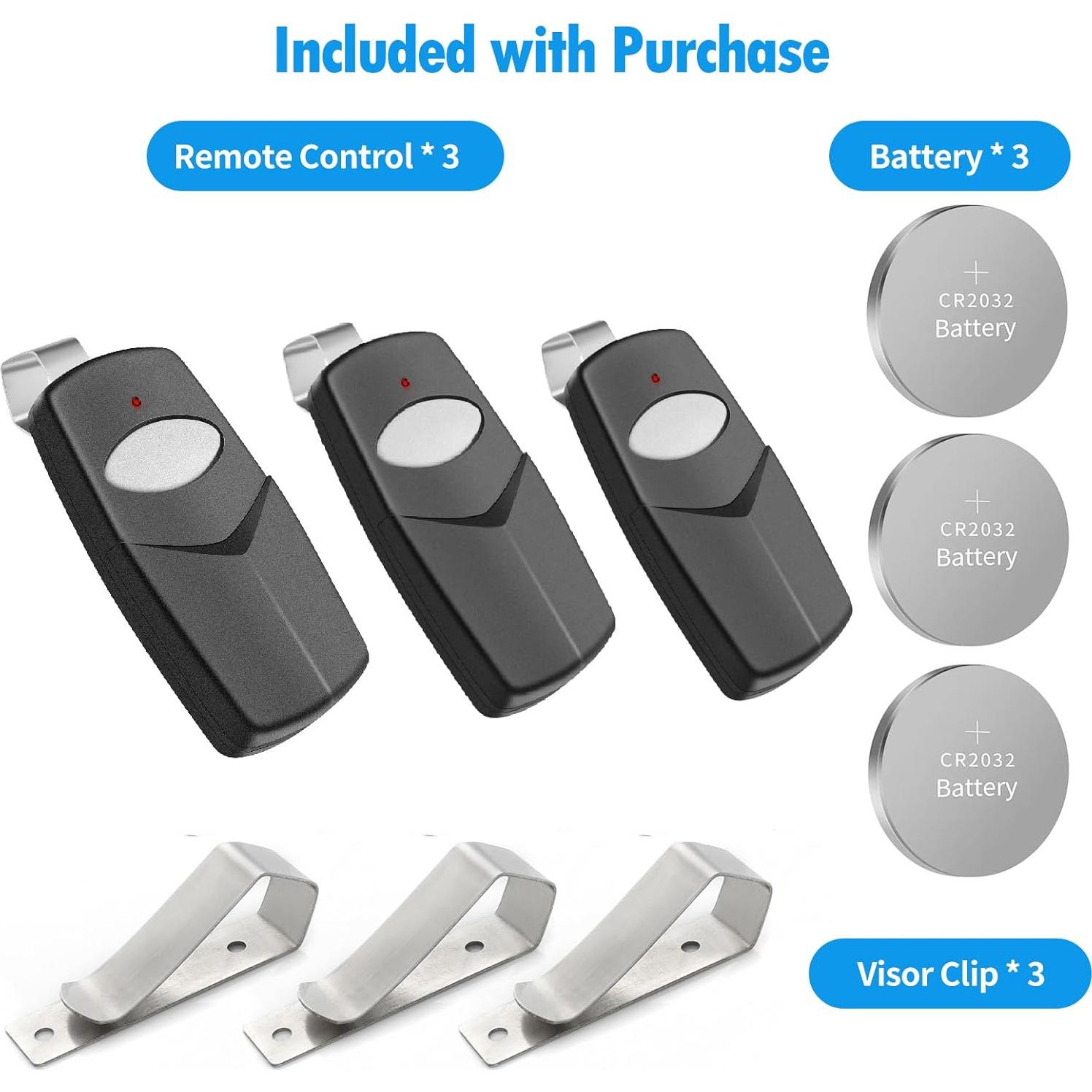 Control Remoto para Puerta de Garaje Mzazzte 3089, 3 Unidades