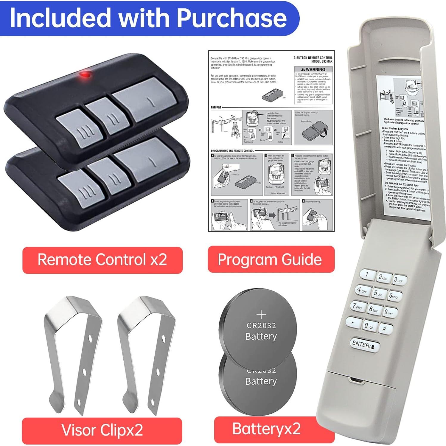 Teclado de puerta de garaje XINAXDE 877MAX con 2 remotos