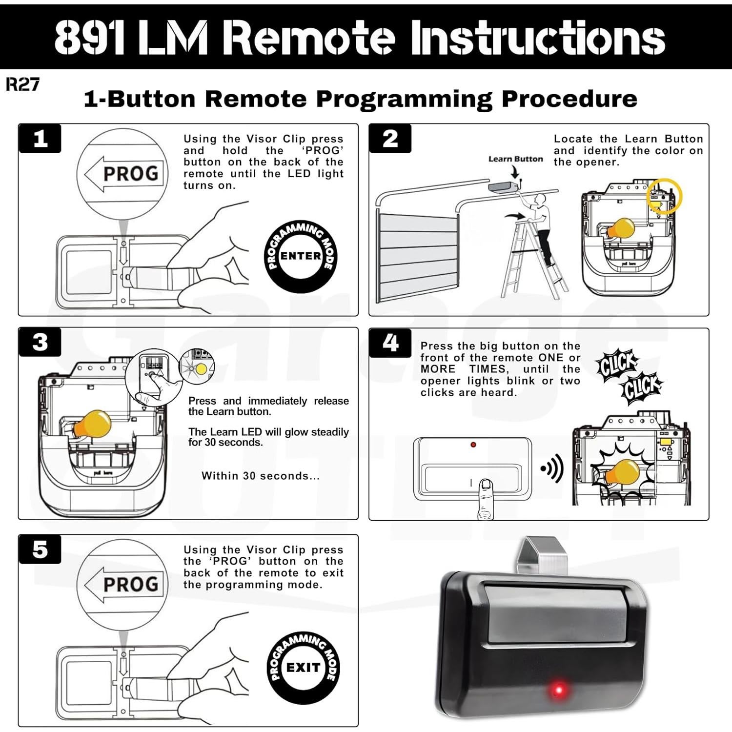 Control Remoto Garage Outlet 891LM para Chamberlain Liftmaster
