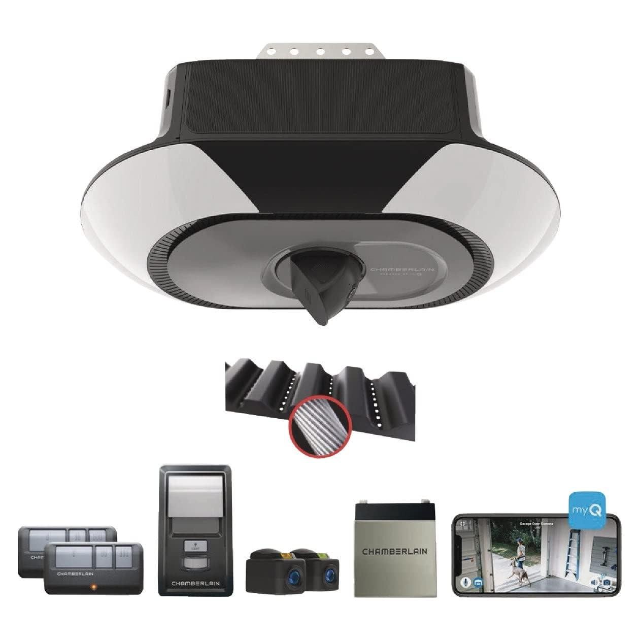 Abridor de Puerta de Garaje Inteligente Chamberlain B6753T - Control por Smartphone, Cámara y LED